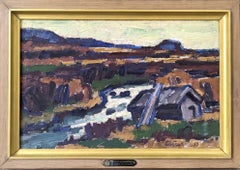 Vintage Mid-Century Expressive Landscape Framed Oil Painting, - Streaming River