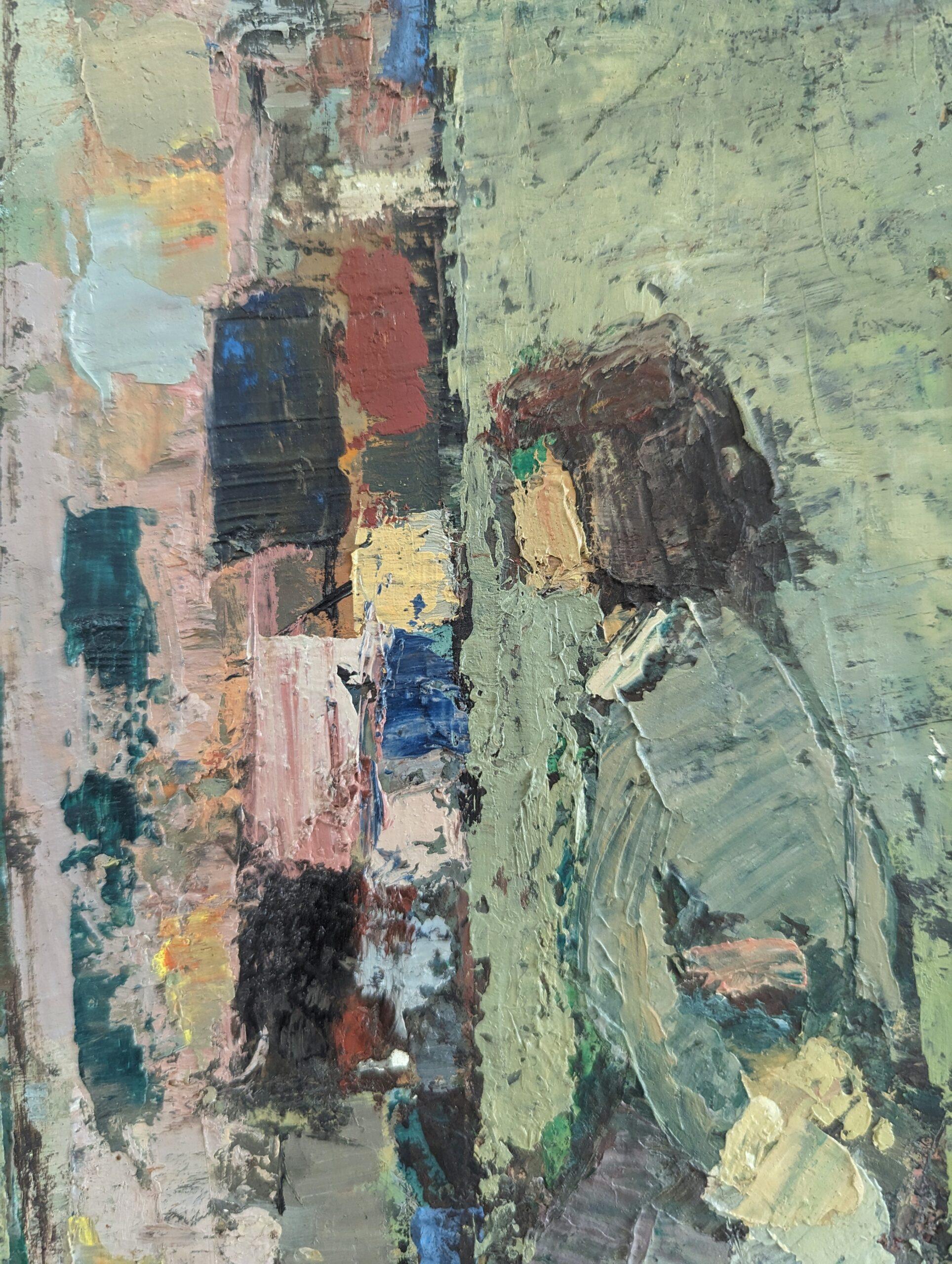 Pittura ad olio figurativa d'epoca della metà del secolo scorso - Riflesso frammentato 5