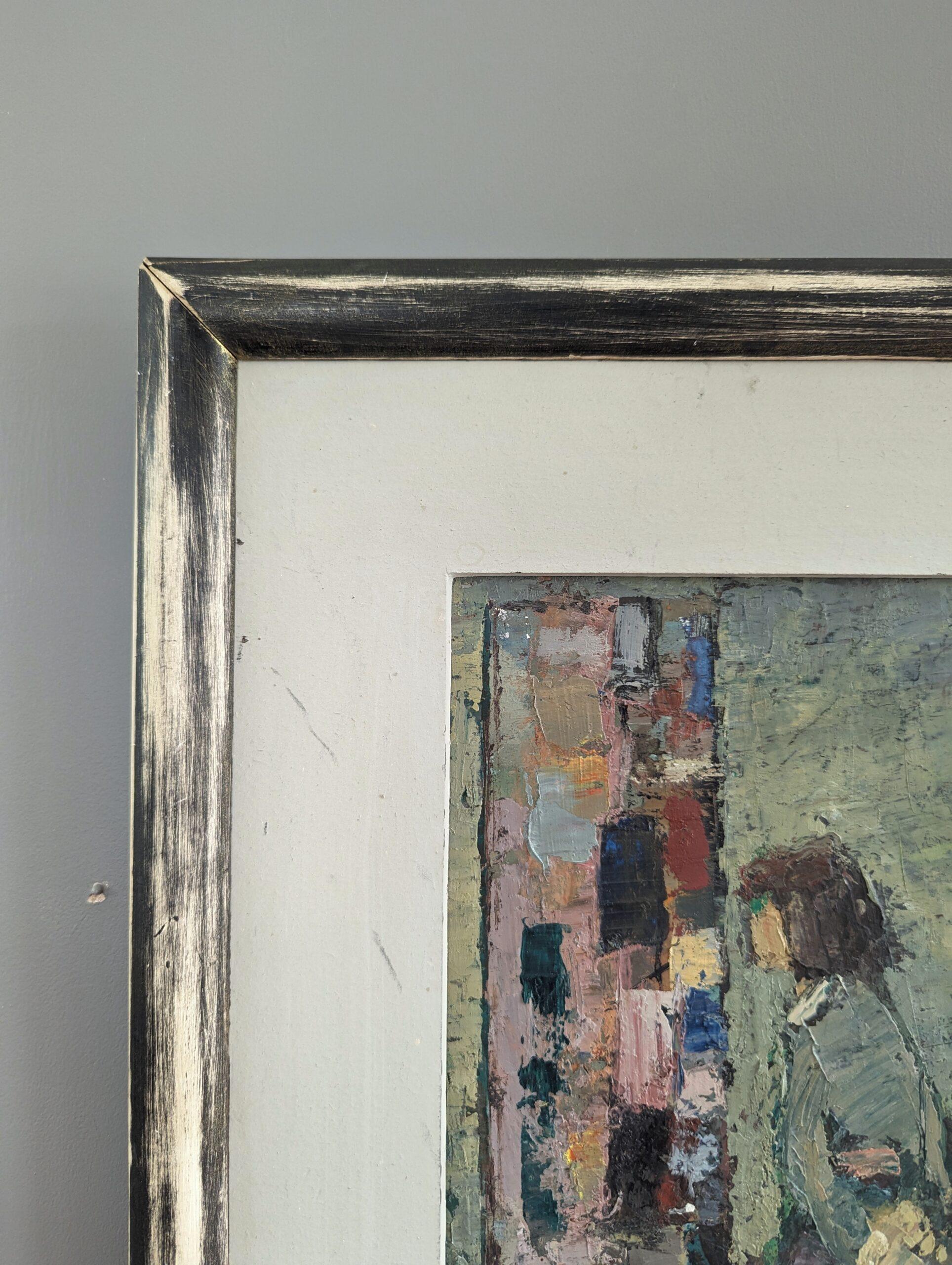 Pittura ad olio figurativa d'epoca della metà del secolo scorso - Riflesso frammentato 1