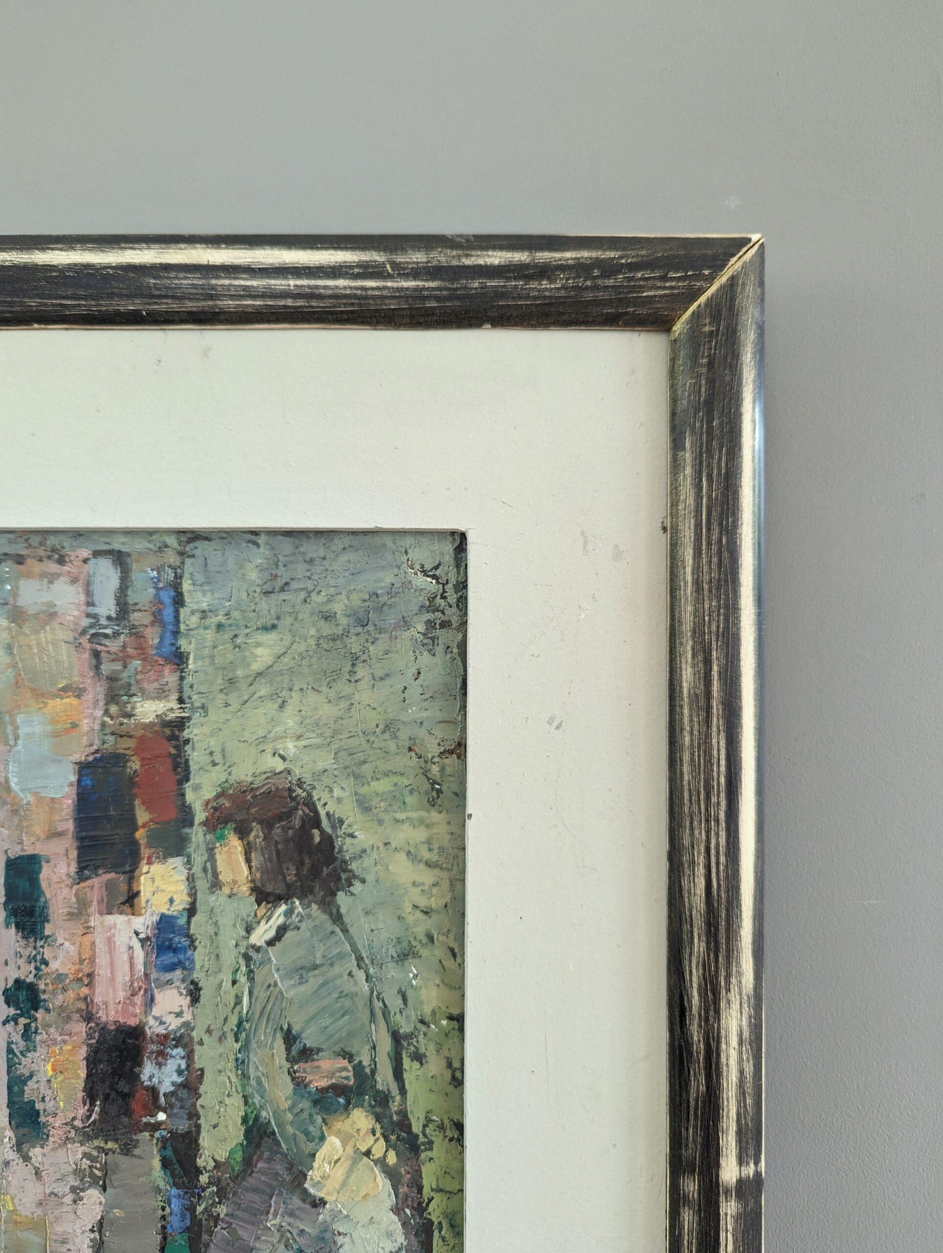 Pittura ad olio figurativa d'epoca della metà del secolo scorso - Riflesso frammentato 2