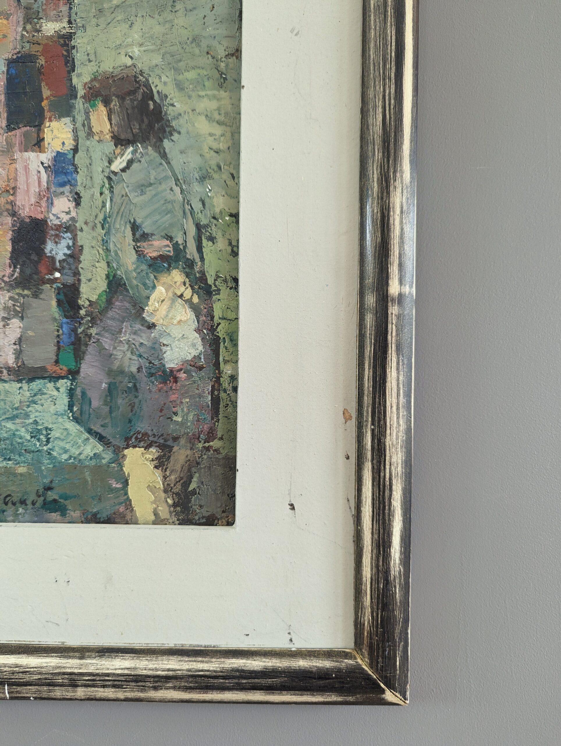 Pittura ad olio figurativa d'epoca della metà del secolo scorso - Riflesso frammentato 3