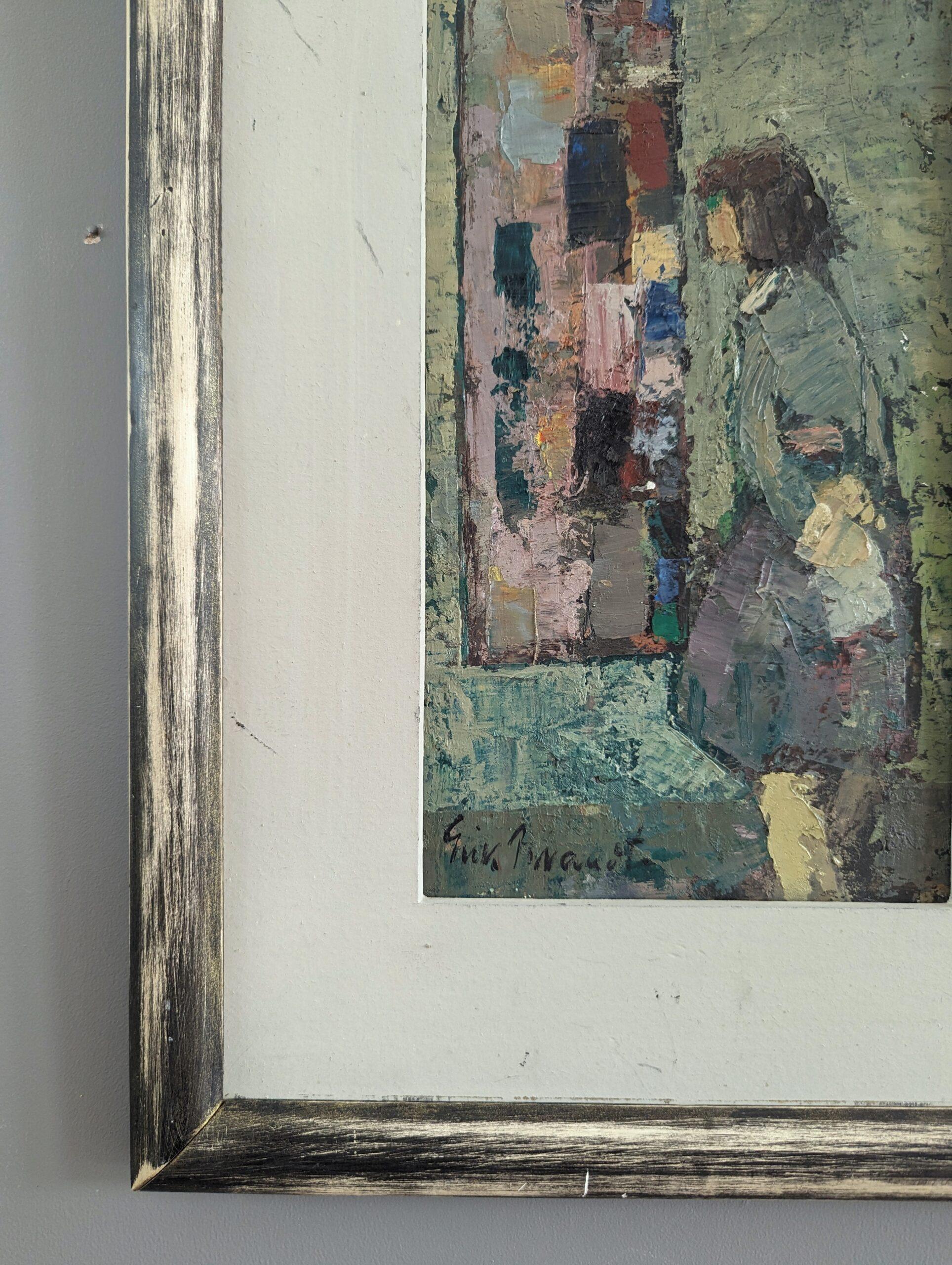 Pittura ad olio figurativa d'epoca della metà del secolo scorso - Riflesso frammentato 4
