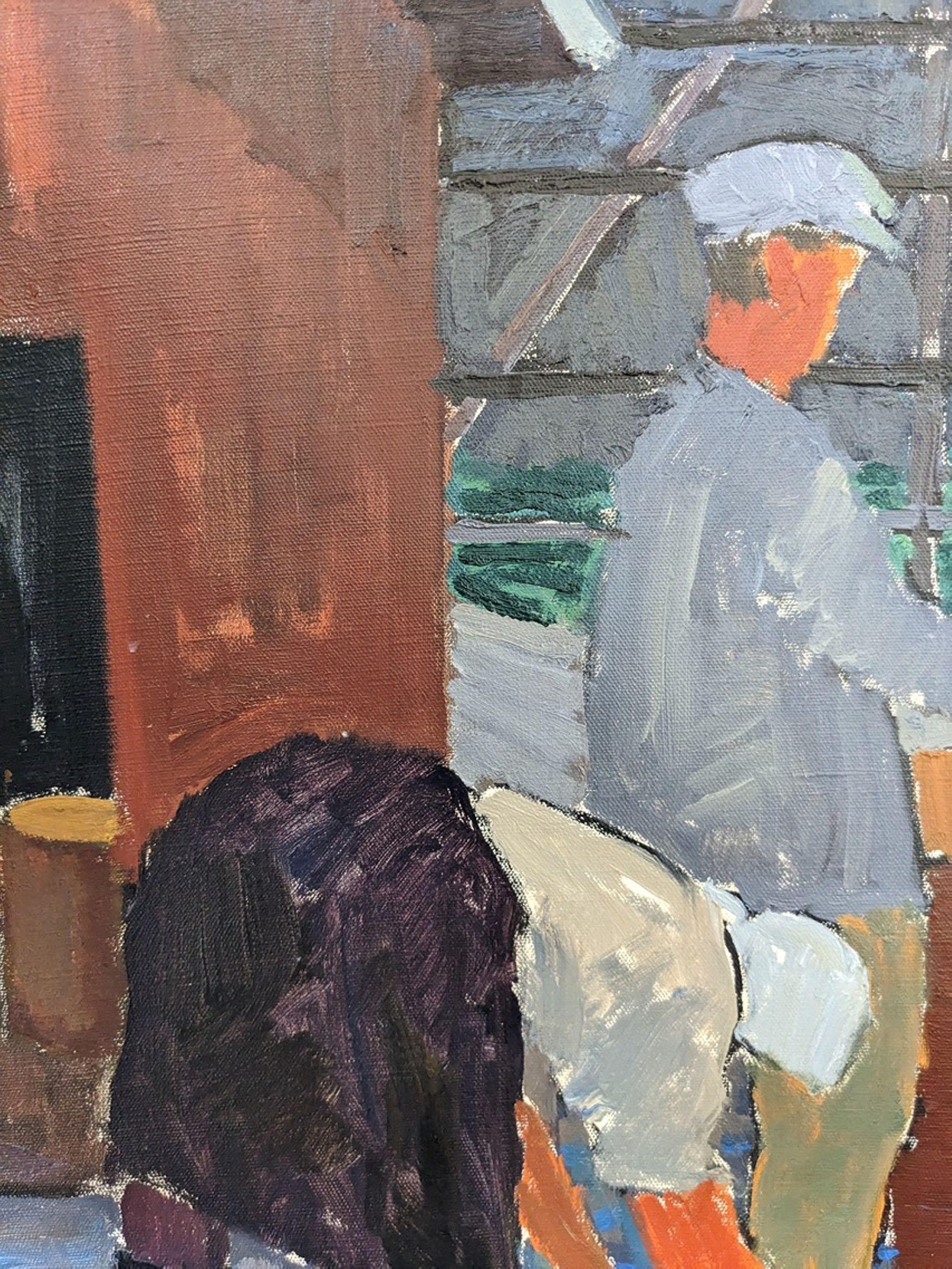 Vintage Mid-Century Figurative Oil Painting of Fisherman - Coastal Catch 7