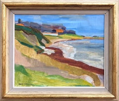 Vintage Mid Century Framed Abstract Landscape Oil Painting - Coastal Colour