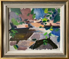Vintage Mid Century Framed Abstract Landscape Oil Painting - Through the Vines