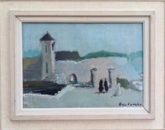 Vintage Mid Century Framed Abstract Landscape Swedish Oil Painting - En Route