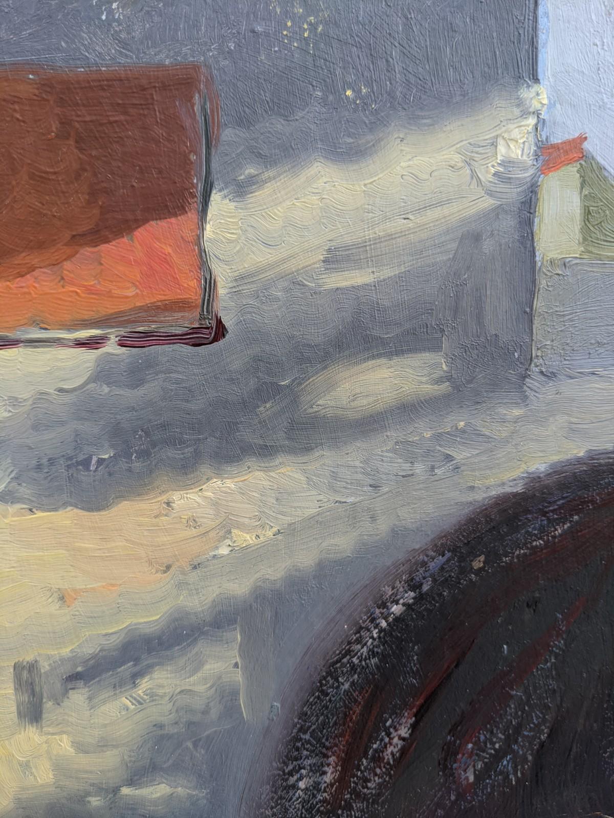 Gerahmtes figuratives Ölgemälde aus der Mitte des Jahrhunderts – doppelseitiges Porträt II 1