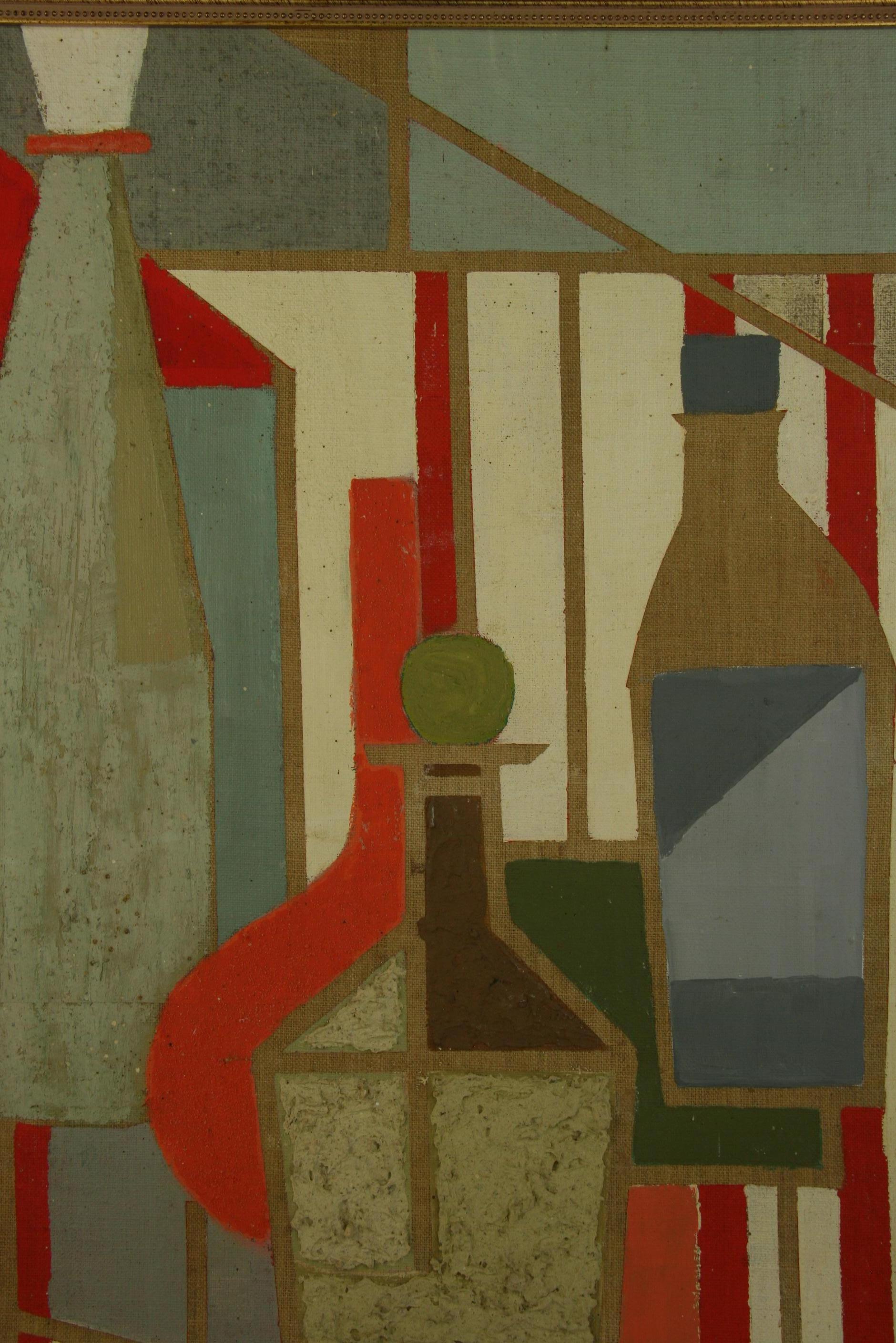 Vintage Cubic  Geometric Still Life - Painting by Unknown