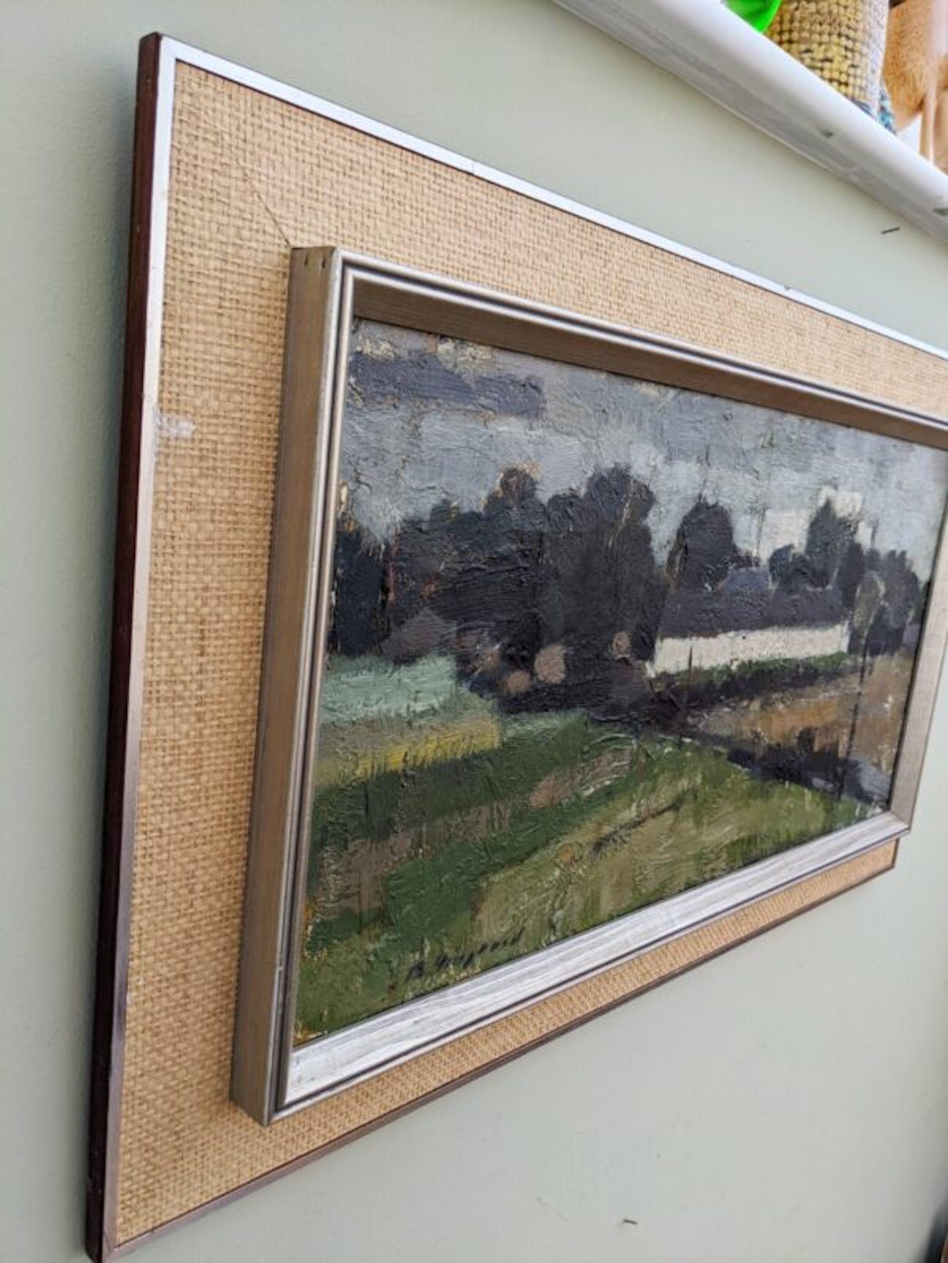 Vintage Mid-Century Landscape Framed Oil Painting Swedish Art - Over the Fields 4