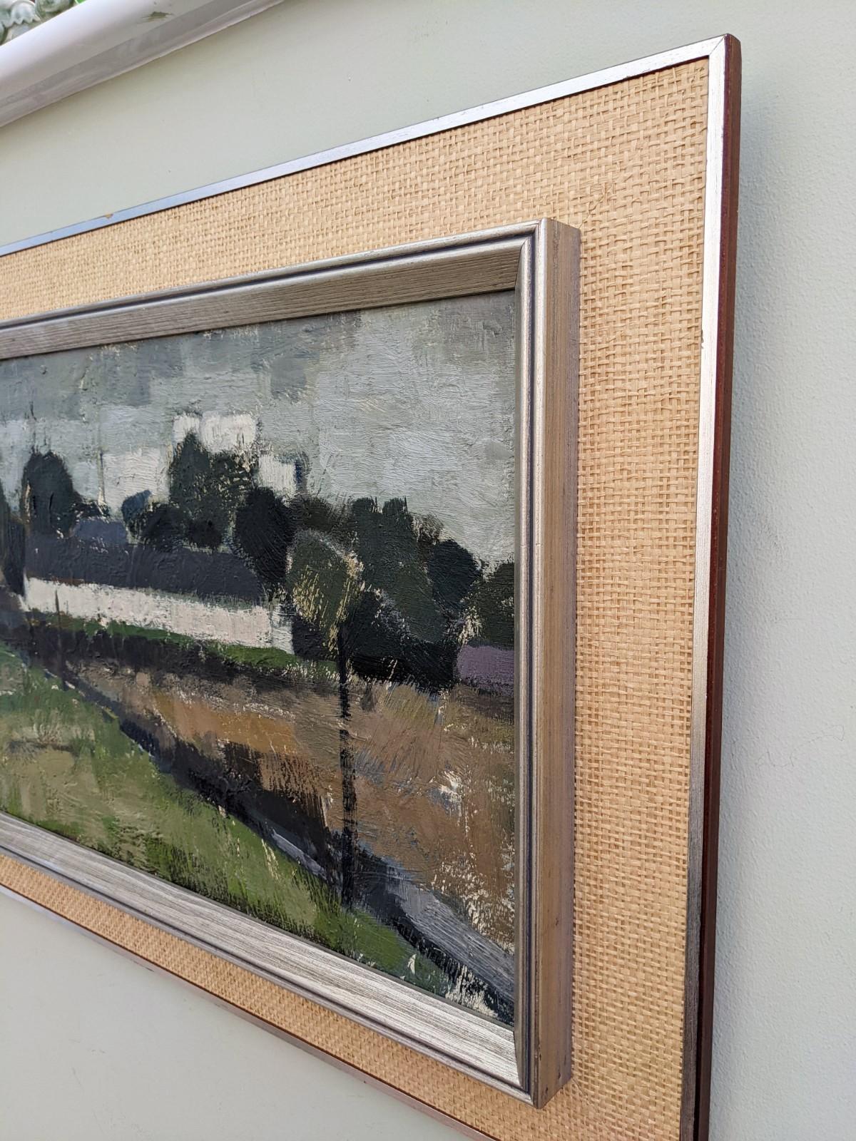 Vintage Mid-Century Landscape Framed Oil Painting Swedish Art - Over the Fields 5