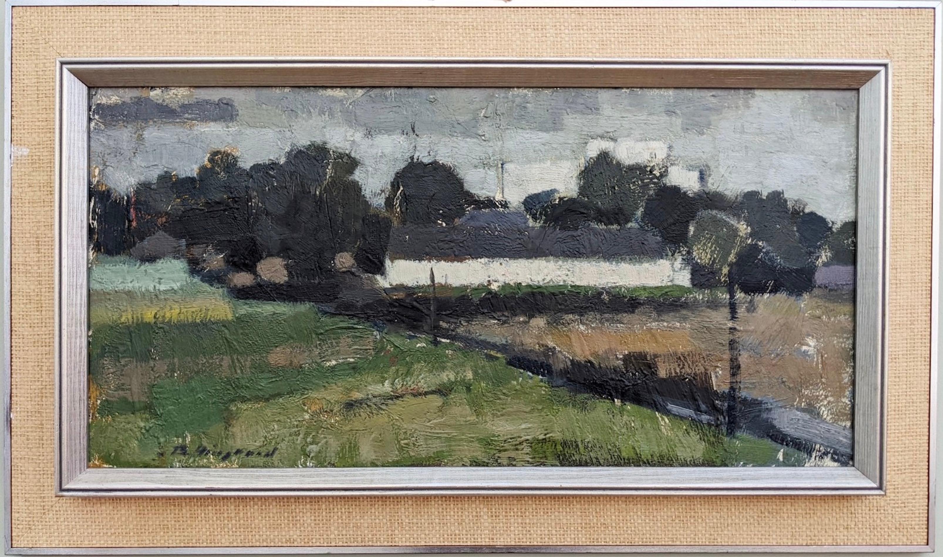 Unknown Landscape Painting - Vintage Mid-Century Landscape Framed Oil Painting Swedish Art - Over the Fields