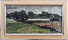 Vintage Mid-Century Landscape Framed Oil Painting Swedish Art - Over the Fields