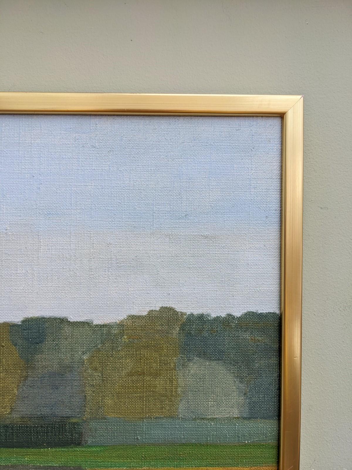 Vintage Mid-Century Landscape Framed Oil Painting Swedish Art - The Wait 6