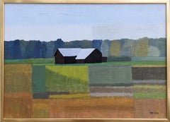 Vintage Mid-Century Landscape Framed Oil Painting Swedish Art - The Wait