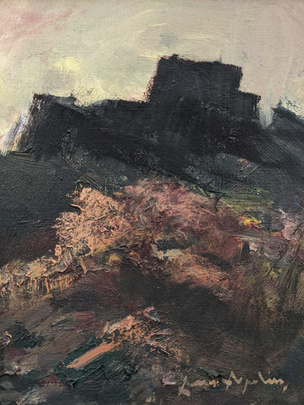 Vintage Mid Century Landscape Framed Swedish Oil Painting - Break of Day For Sale 1