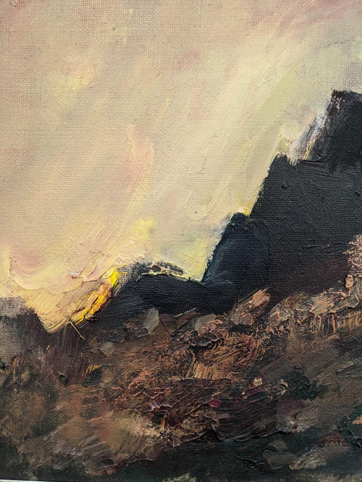 Vintage Mid Century Landscape Framed Swedish Oil Painting - Break of Day For Sale 1