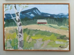 Vintage Mid Century Landscape Framed Swedish Oil Painting - Mountain View