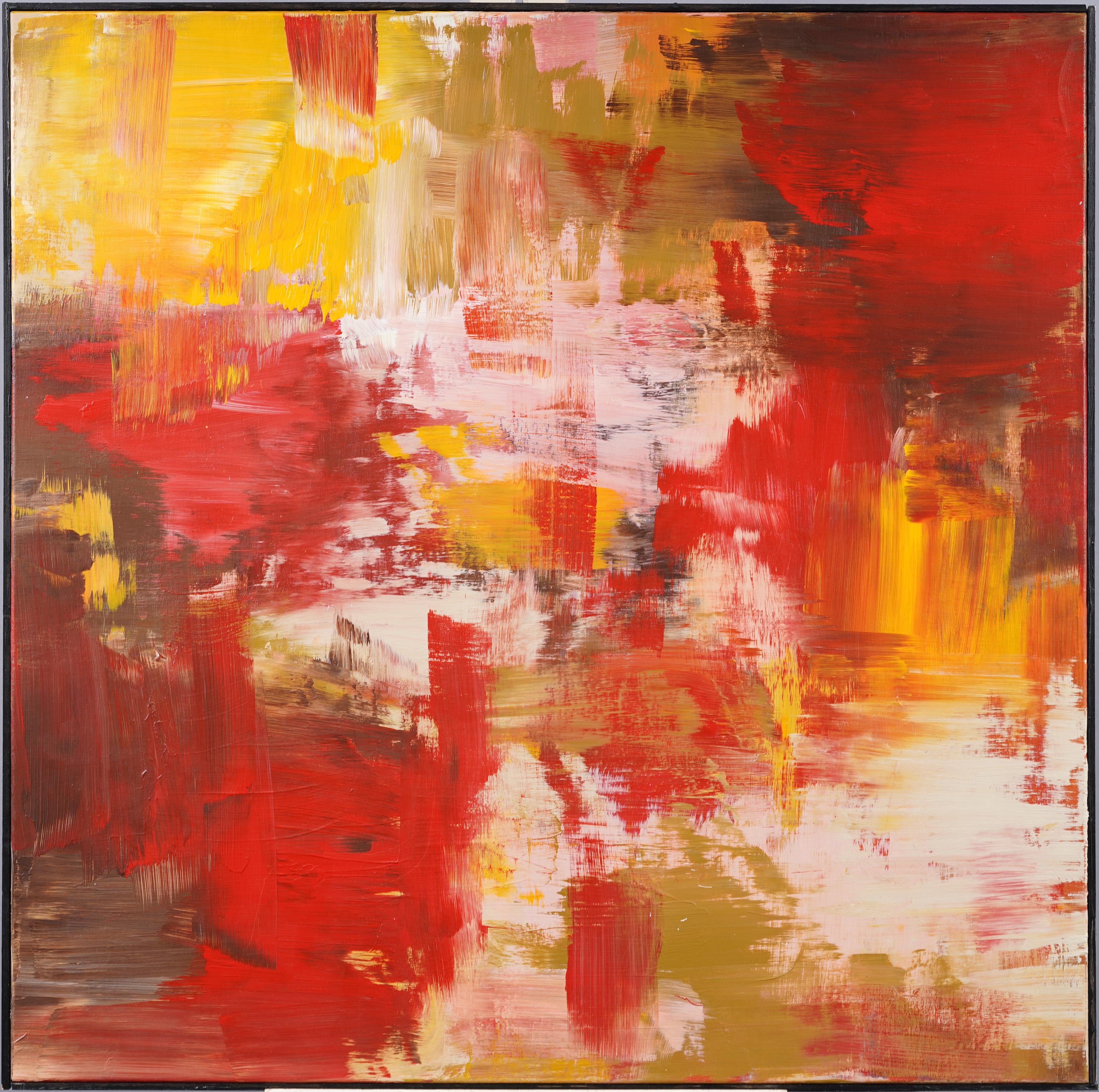Vintage Mid Century Modern Abstract Expressionist Pittura ad olio incorniciata di grandi dimensioni - Painting di Unknown