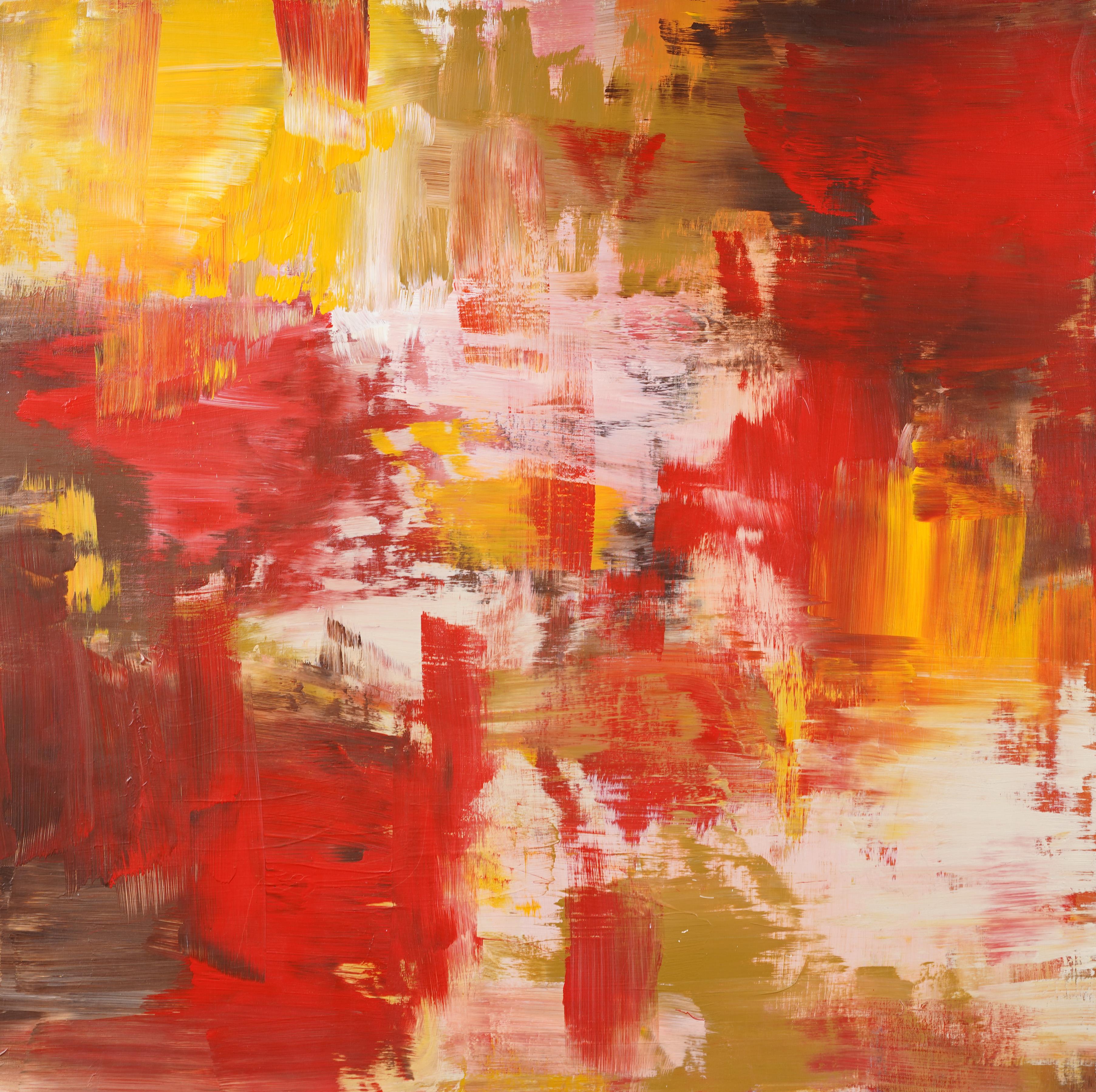 Vintage Mid Century Modern Abstract Expressionist Pittura ad olio incorniciata di grandi dimensioni - Painting Espressionismo astratto di Unknown