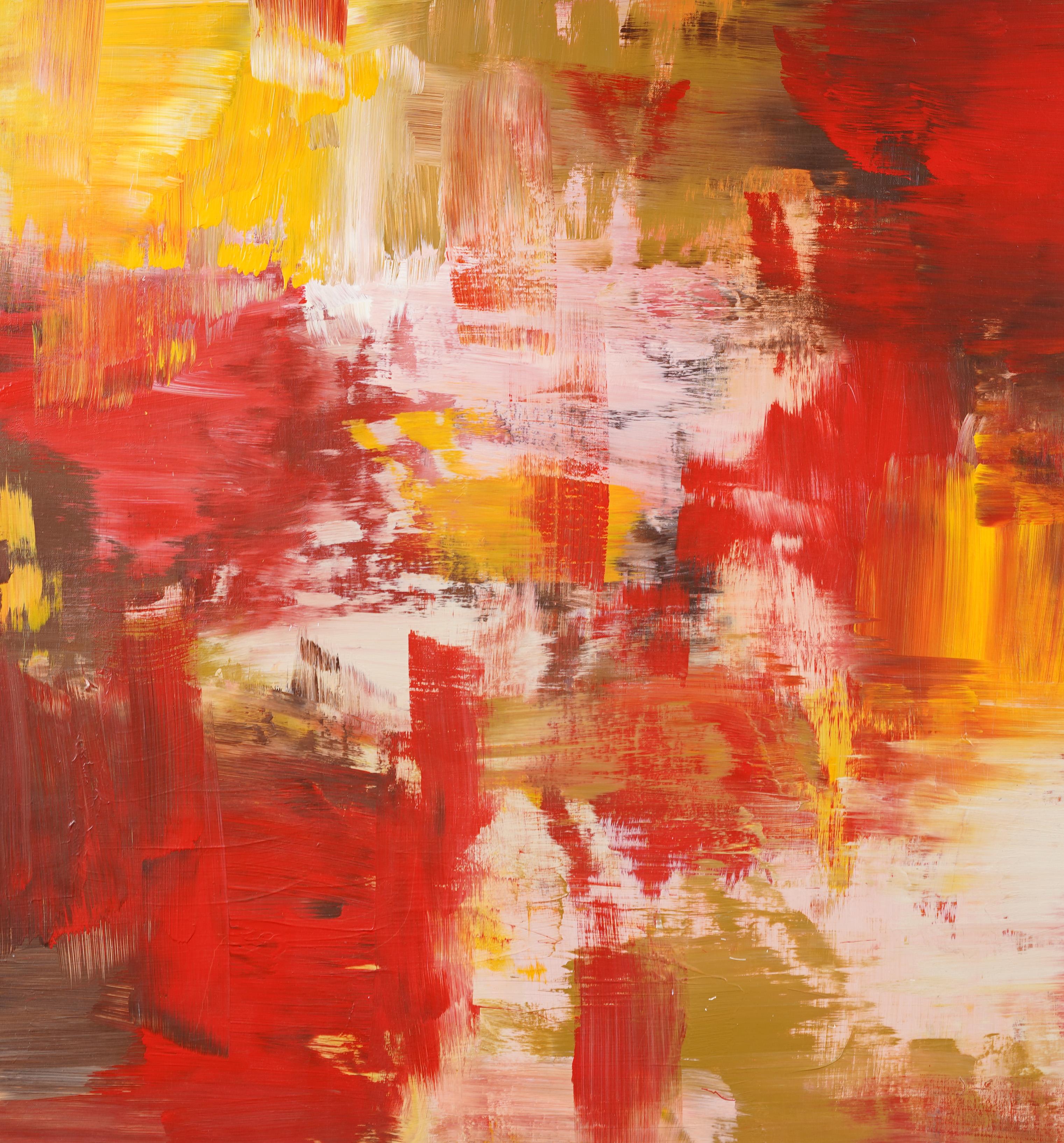 Quadro espressionista astratto di metà secolo ben dipinto.  Firmato sul retro.  Incorniciato.  Grande colore e movimento.