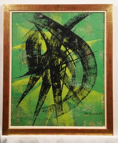 Vintage Mid Century Modern Abstract Expressionist Signed Framed Oil Painting