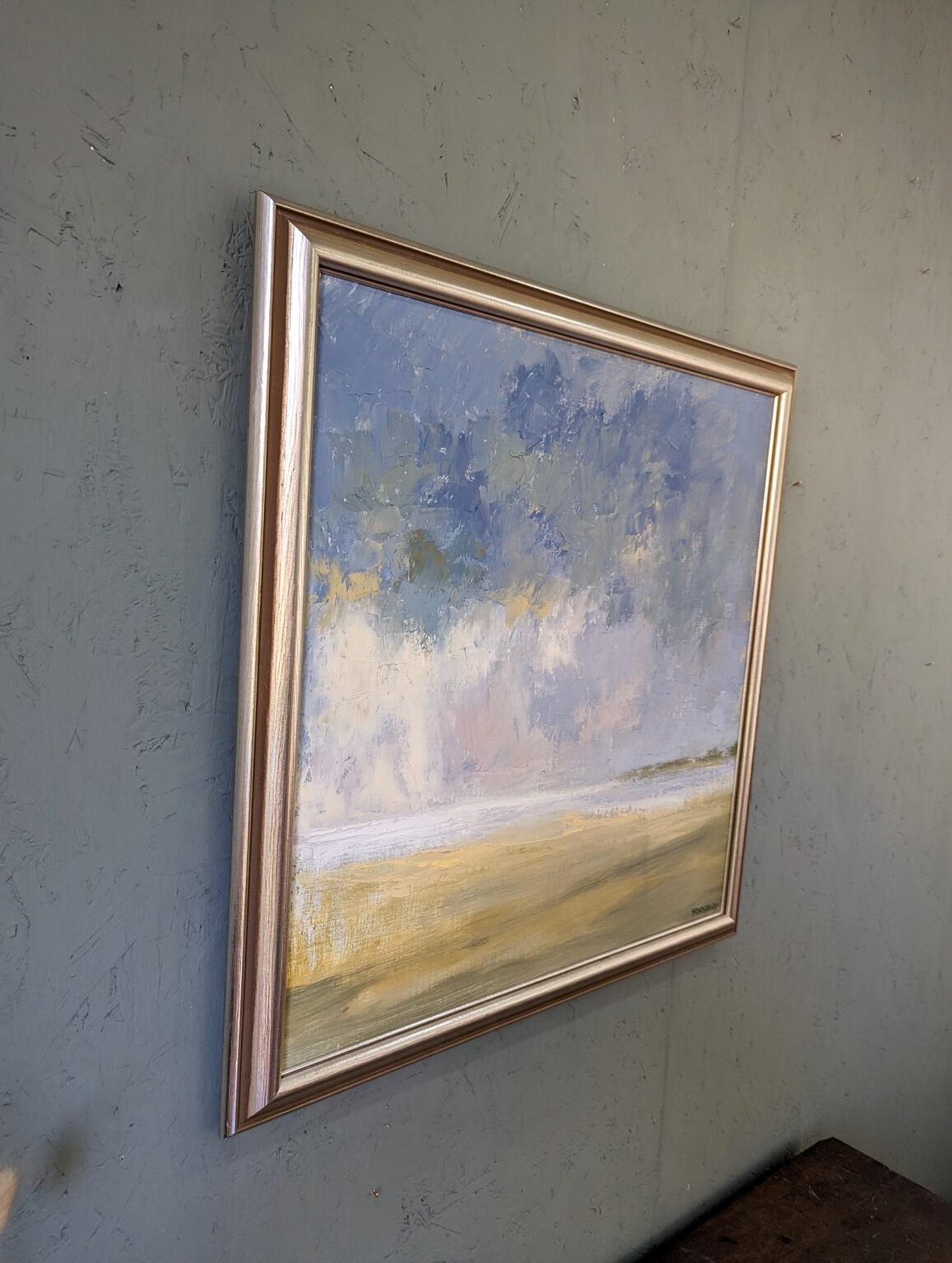 ETÉREA
Tamaño: 56,5 x 54,4 cm (incluido el marco)
Óleo sobre lienzo

Una atmosférica y emotiva composición paisajística abstracta de mediados de siglo, realizada al óleo sobre lienzo.

El cuadro capta un paisaje bajo una amplia extensión de cielo
