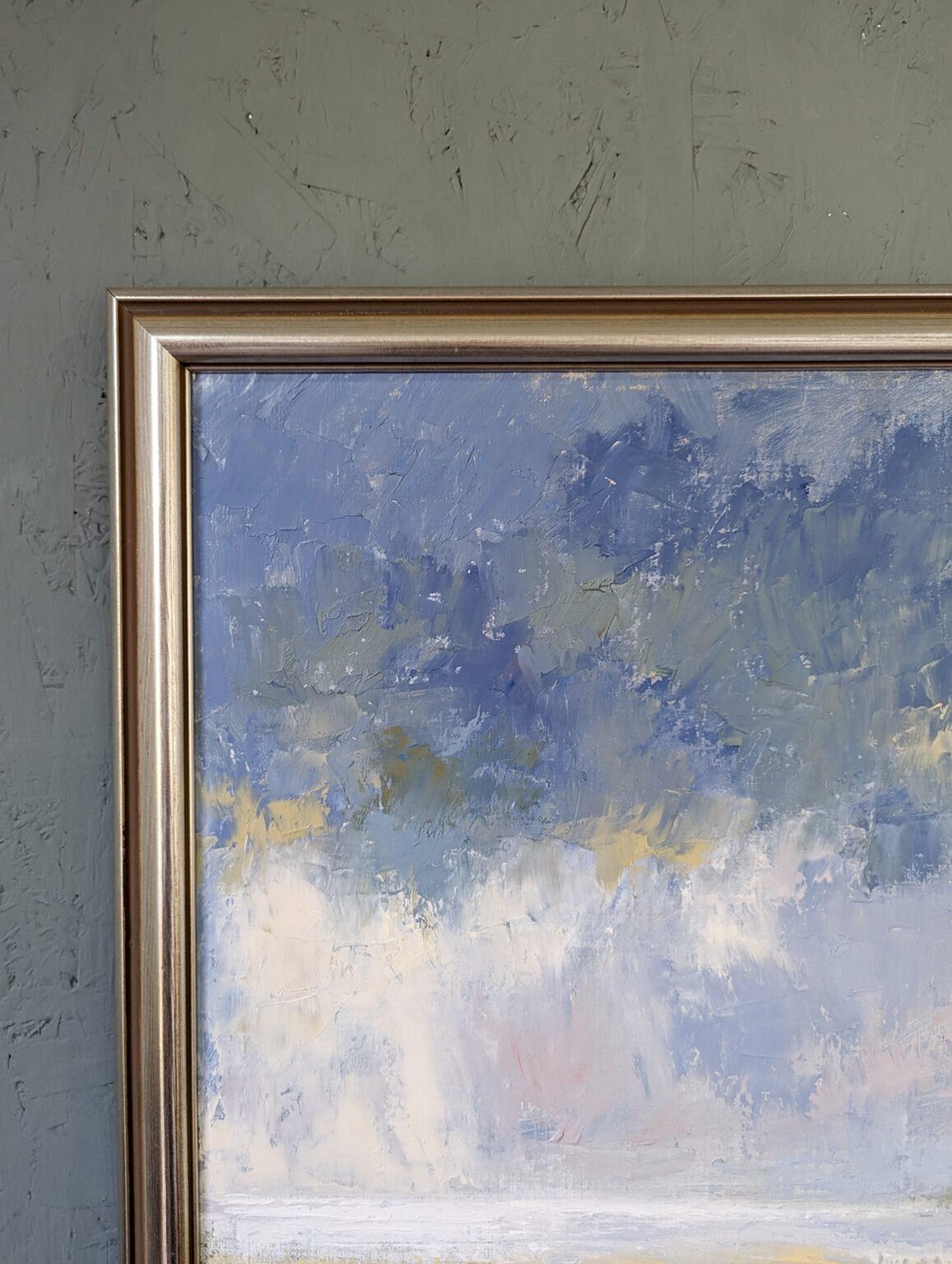 Pintura al óleo abstracta de mediados de siglo enmarcada - Ethereal 2