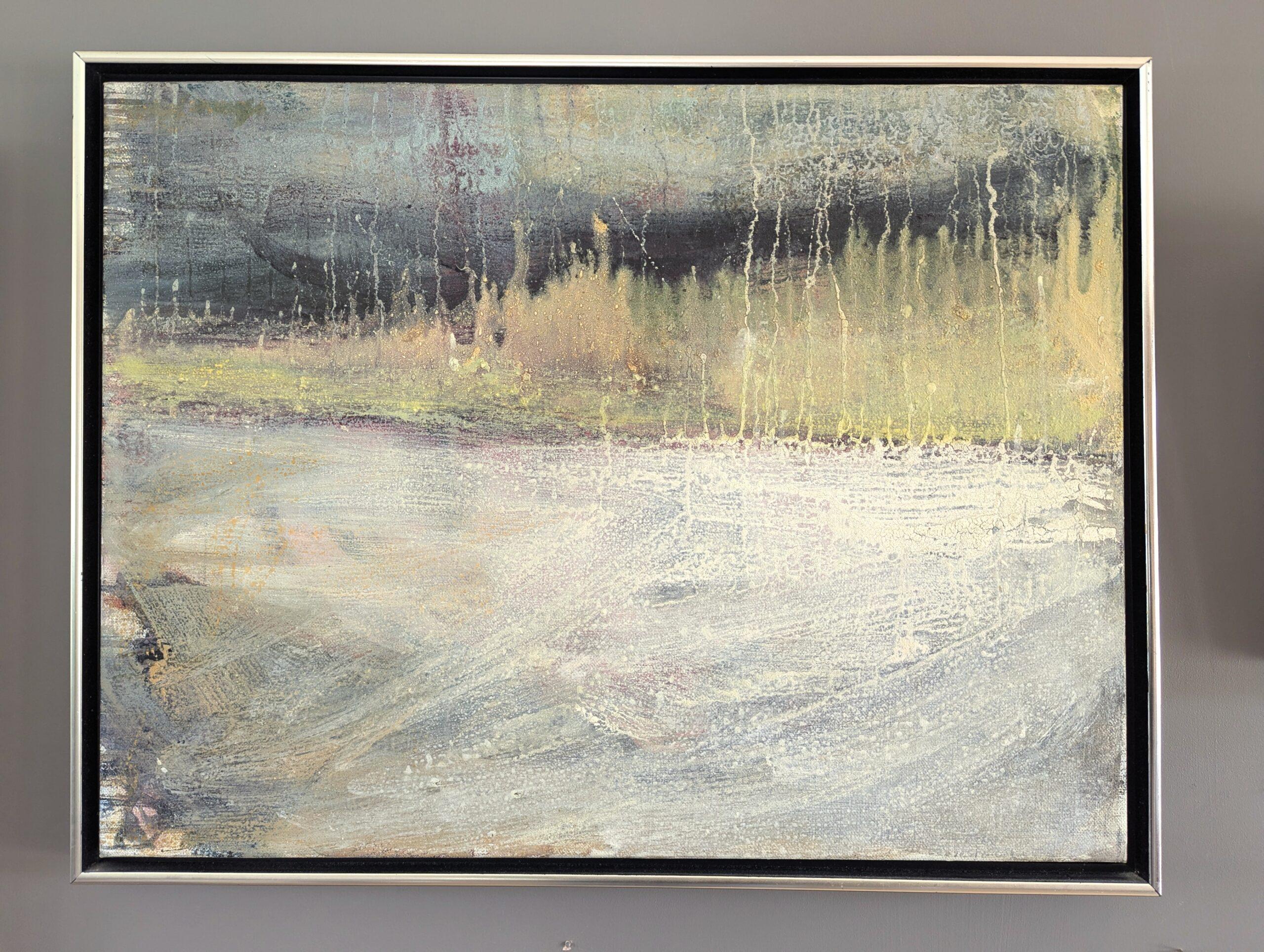 Peinture Tempera encadrée - Rainfall, paysage abstrait moderne du milieu du siècle dernier - Painting de Unknown