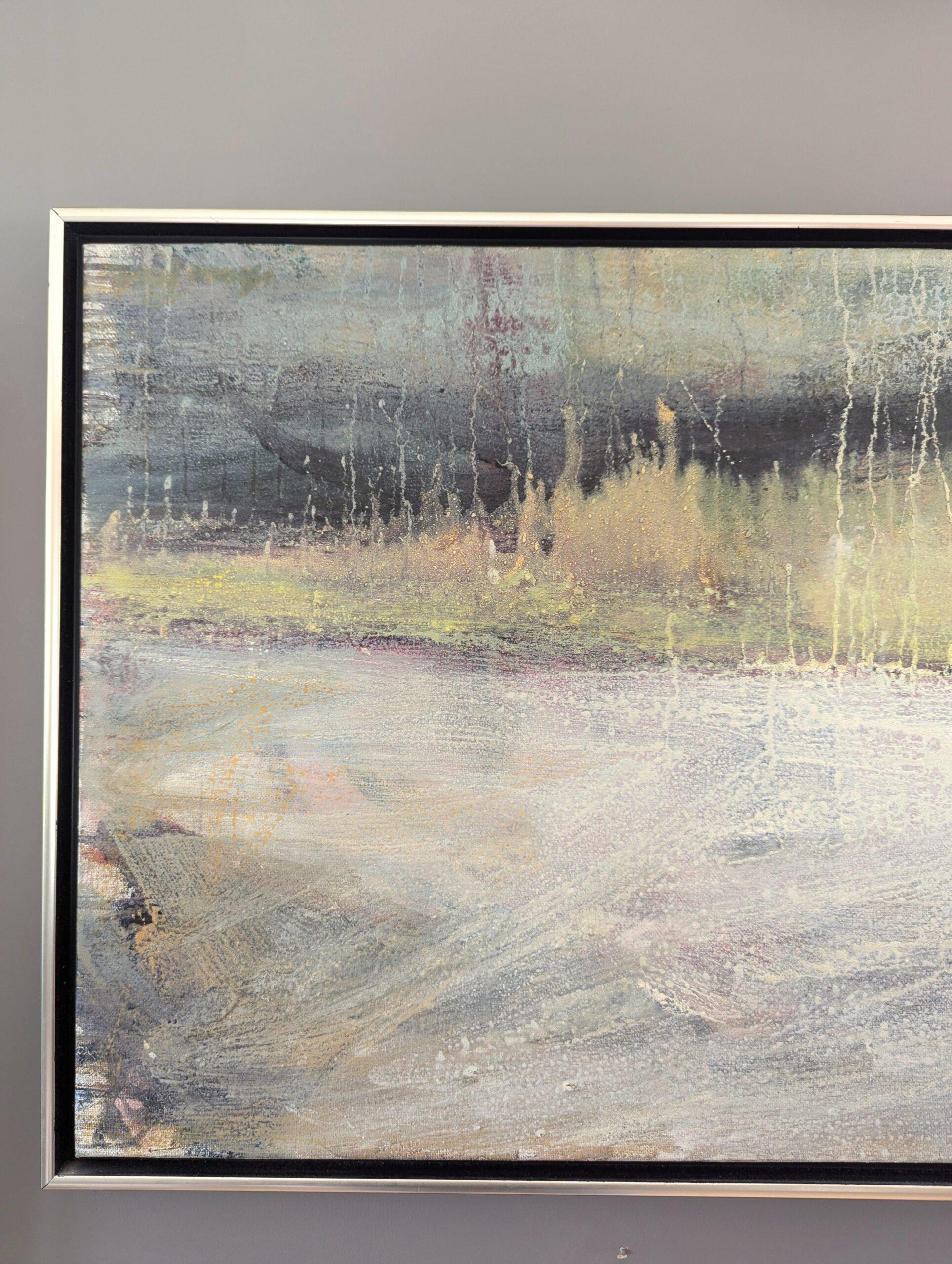 Peinture Tempera encadrée - Rainfall, paysage abstrait moderne du milieu du siècle dernier 2