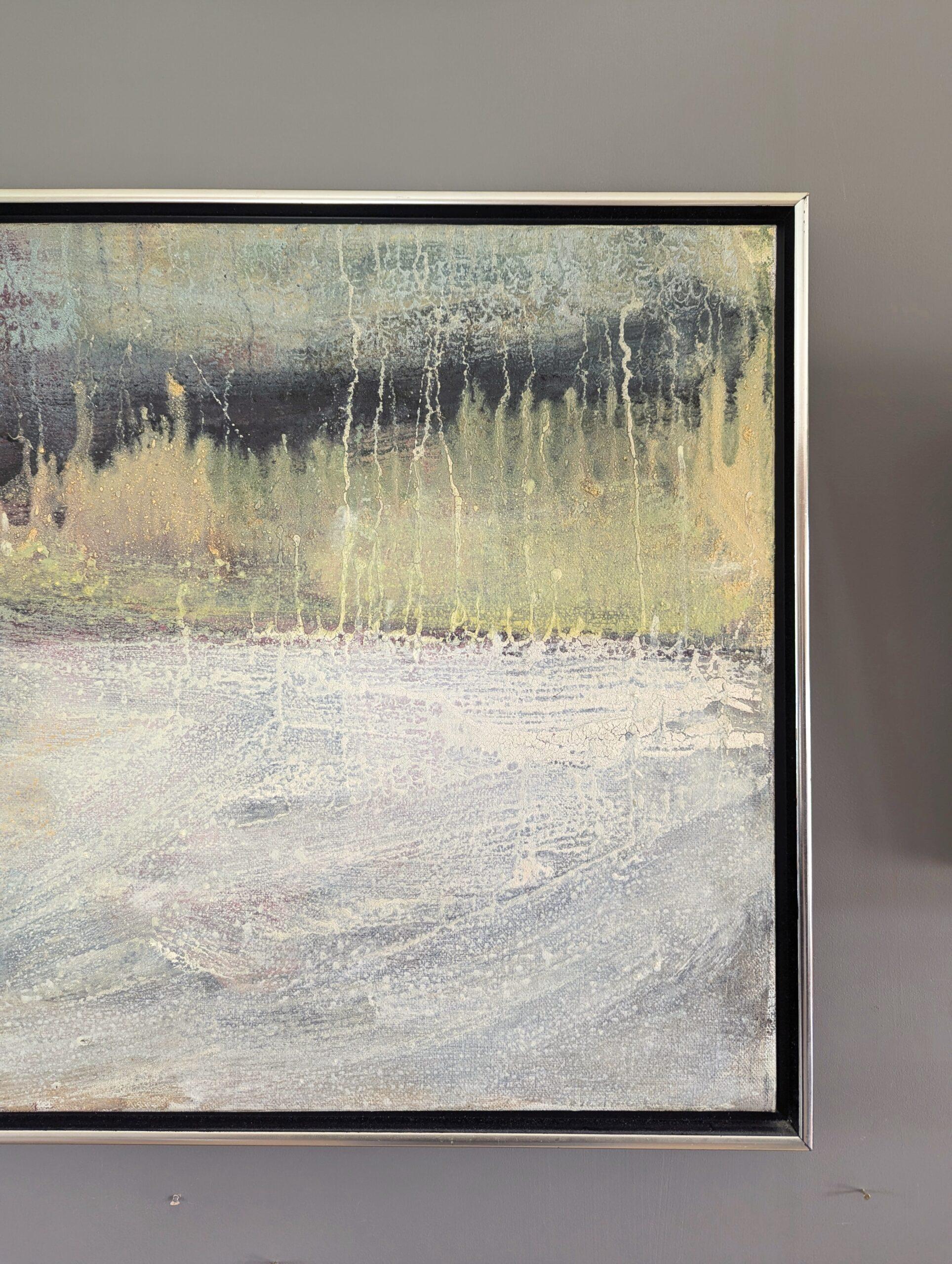 Peinture Tempera encadrée - Rainfall, paysage abstrait moderne du milieu du siècle dernier 3