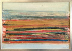 Pittura ad olio astratta di paesaggio vintage del metà del secolo scorso - Orizzonte a strati