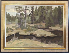 Vintage Mid-Century Modern Abstract Landscape Oil Painting - Walk in the Woods
