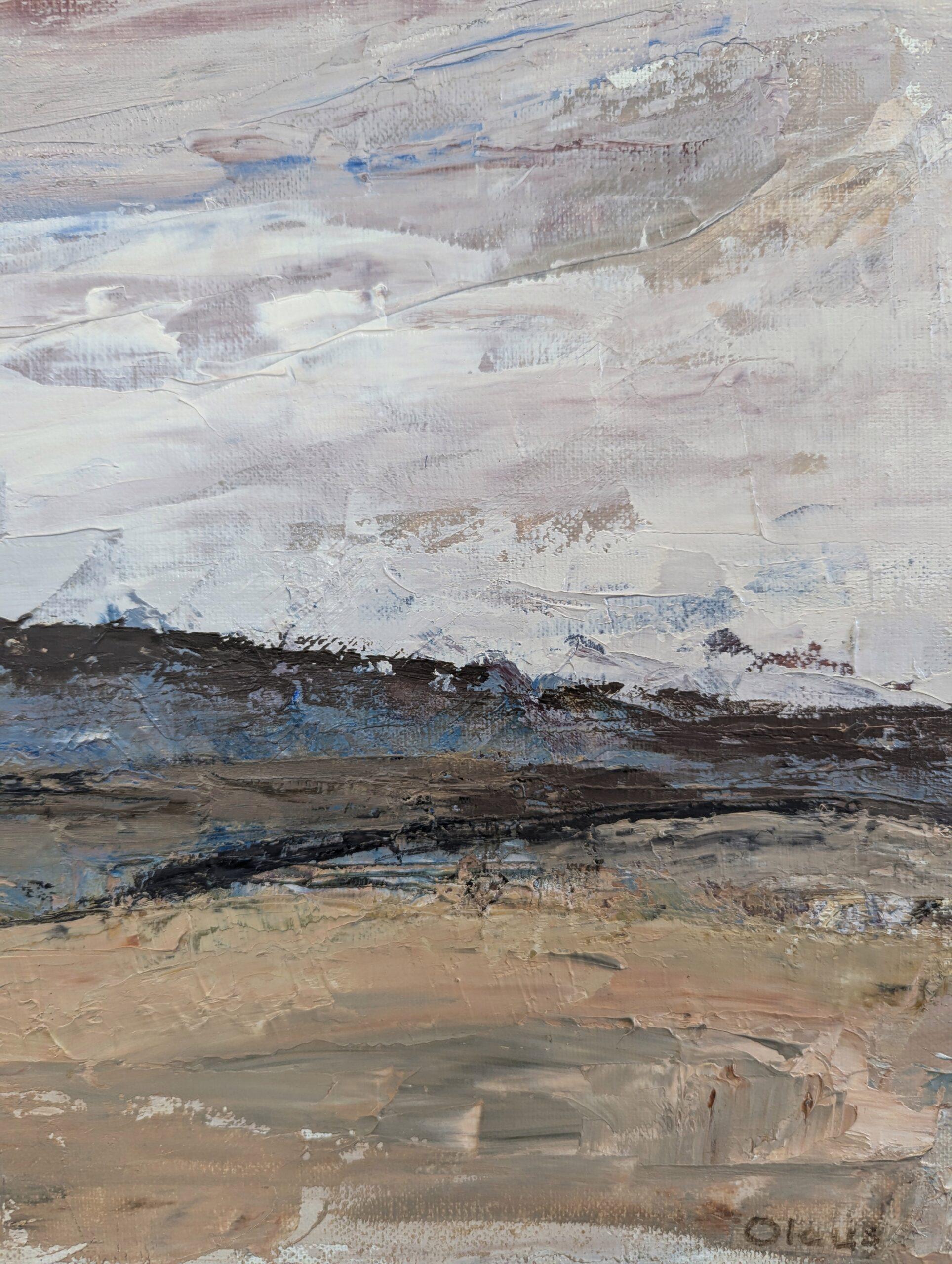 Pintura al óleo original Vintage Mid-Century Modern Abstract Landscape - Grounded 5