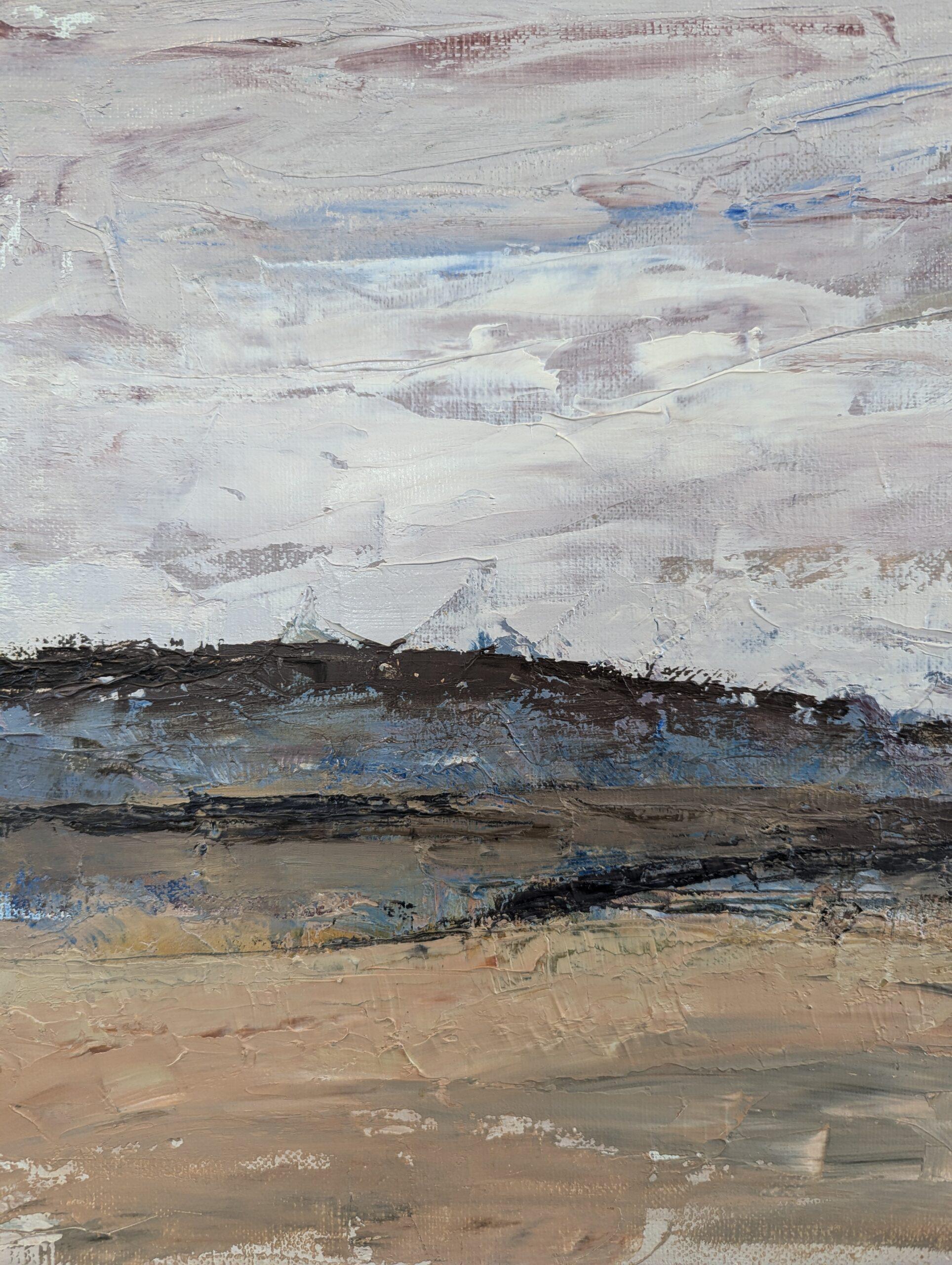 Pintura al óleo original Vintage Mid-Century Modern Abstract Landscape - Grounded 6