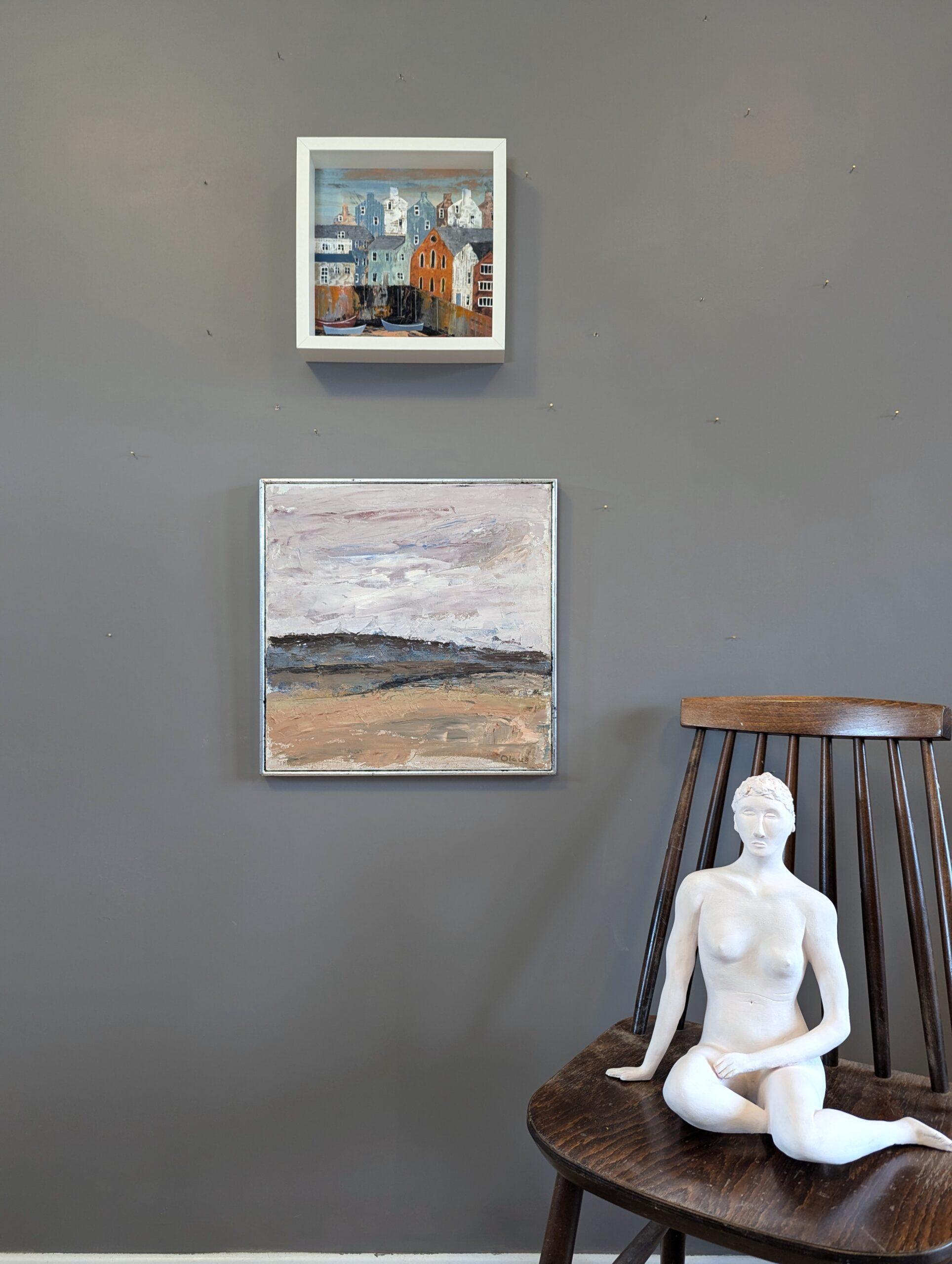 Pintura al óleo original Vintage Mid-Century Modern Abstract Landscape - Grounded - Painting Moderno de Unknown