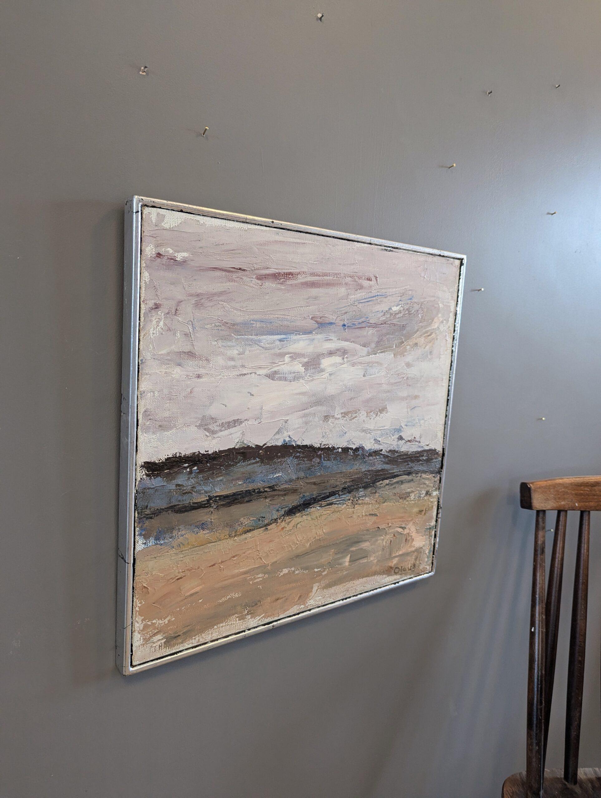 Pintura al óleo original Vintage Mid-Century Modern Abstract Landscape - Grounded 1