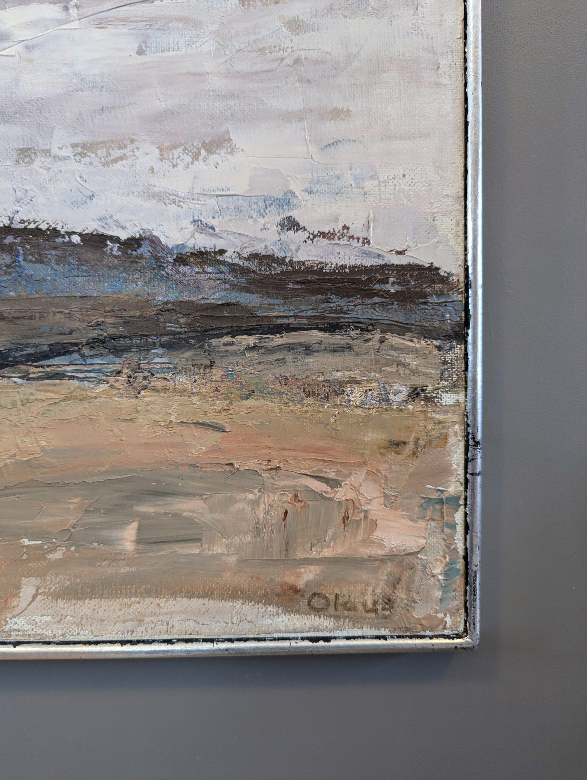 Pintura al óleo original Vintage Mid-Century Modern Abstract Landscape - Grounded 4