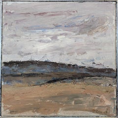 Peinture à l'huile originale de paysage abstrait moderne du milieu du siècle dernier