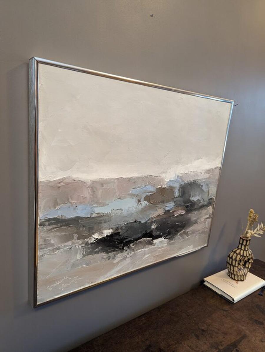 Vintage Mid-Century Modern Abstract Seascape Oil Painting - Ephemeral Shores 2