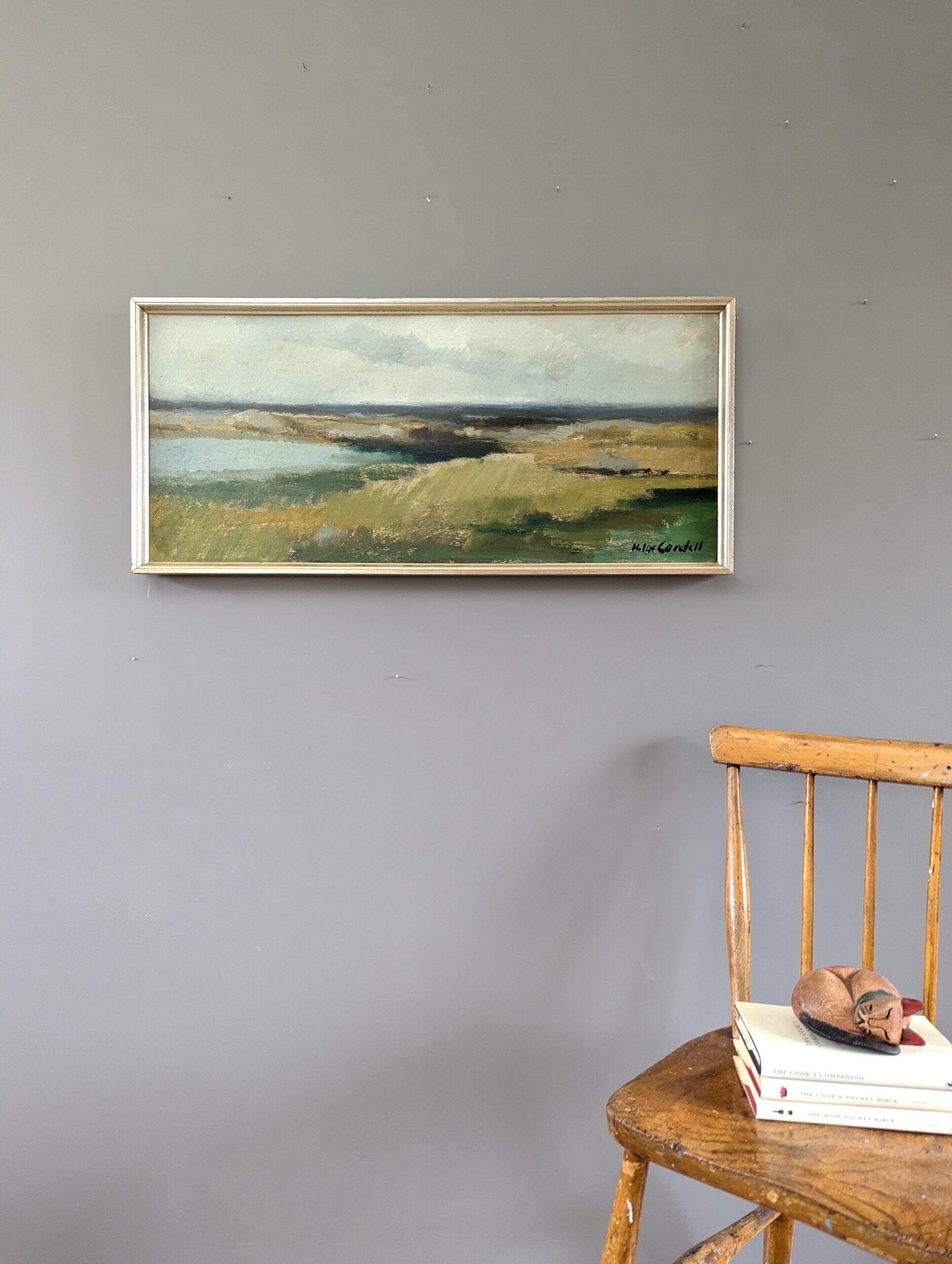 Vintage Mid-Century Modern Coastal Landscape Oil Painting - Una fredda giornata d'autunno 1