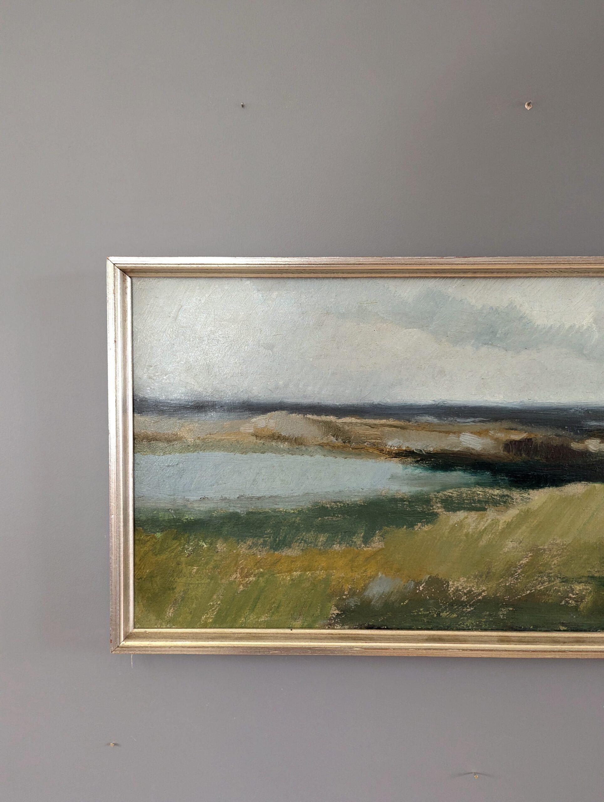 Vintage Mid-Century Modern Coastal Landscape Oil Painting - Una fredda giornata d'autunno 3