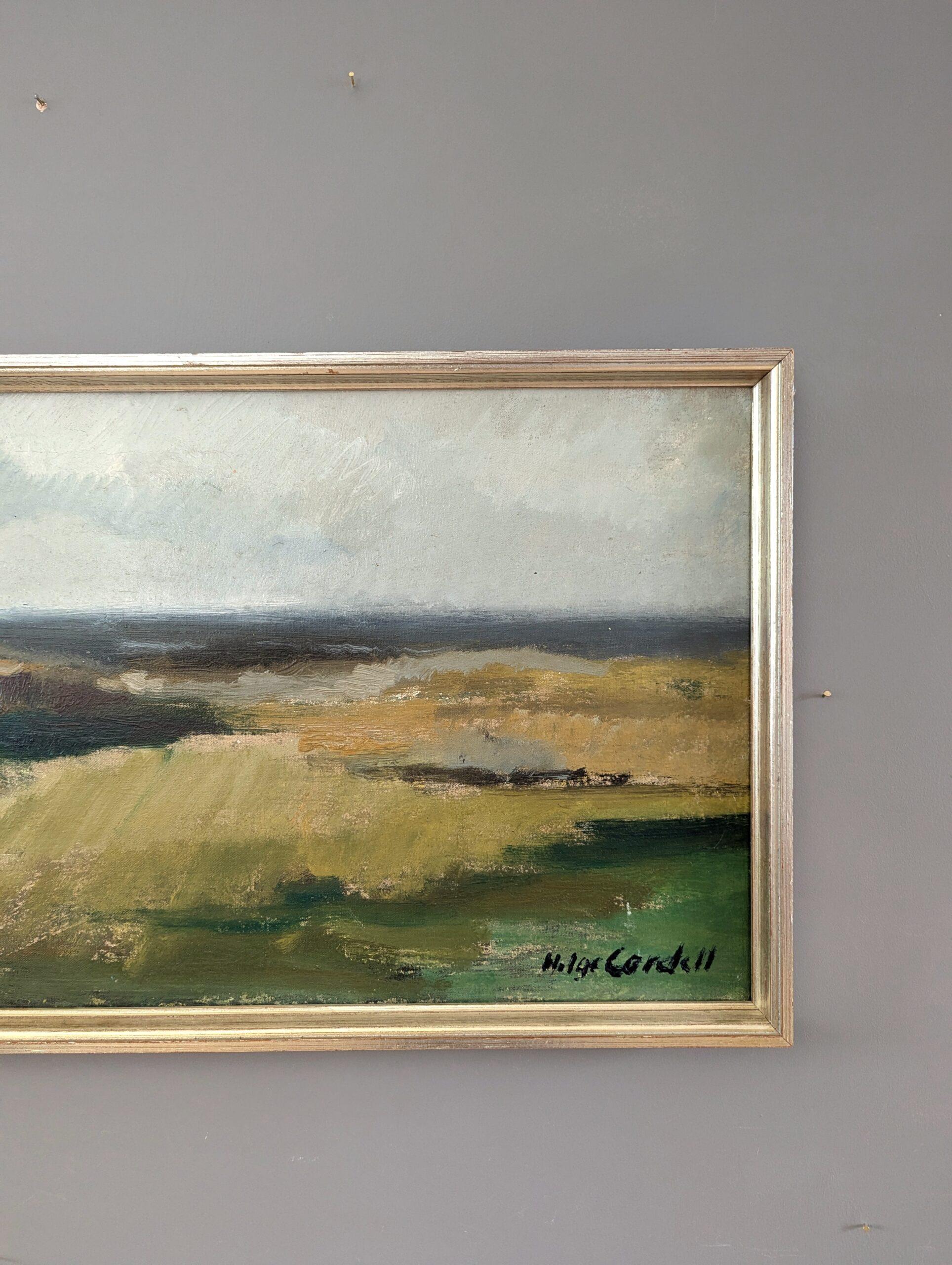 Vintage Mid-Century Modern Coastal Landscape Oil Painting - Una fredda giornata d'autunno 4