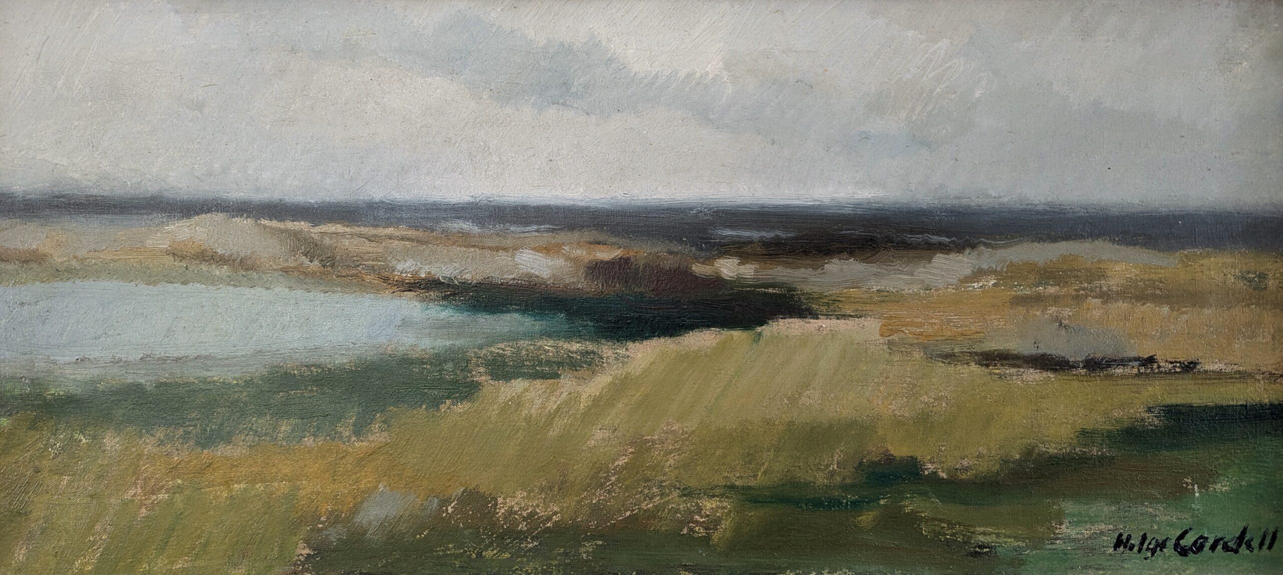 Vintage Mid-Century Modern Coastal Landscape Oil Painting - Una fredda giornata d'autunno 5