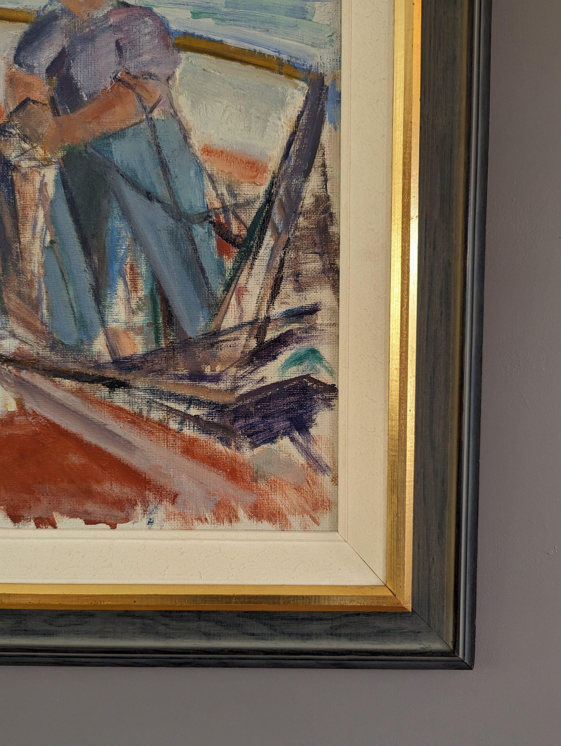 Peinture à l'huile expressionniste moderne du milieu du siècle dernier - Sea Catch en vente 3