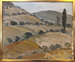 Vintage Mid-Century Modern Expressive Landscape Framed Oil Painting -Hill Side