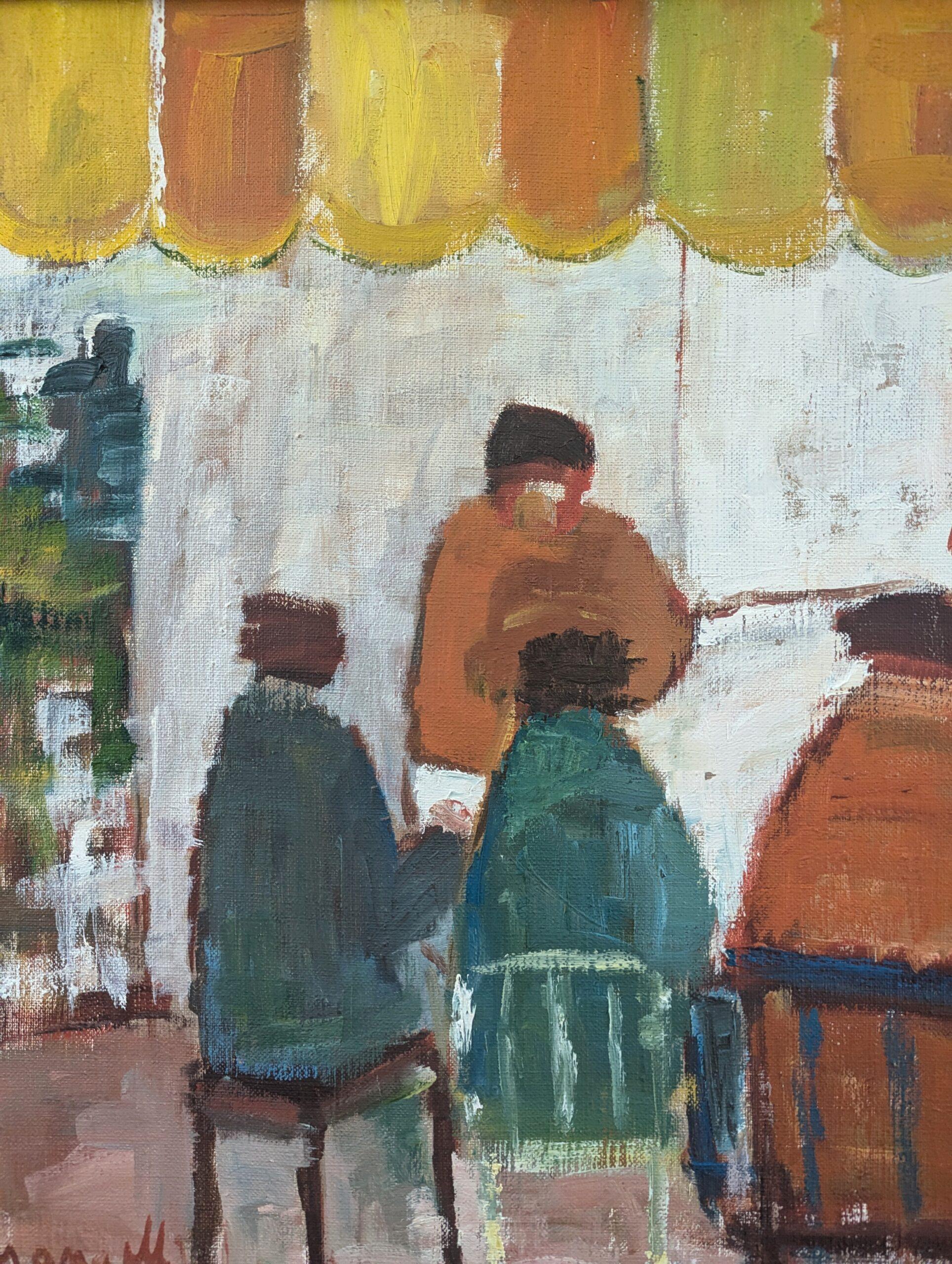 Vintage Mid Century Modern Figurative Interior Oil Painting - Table for Six 9
