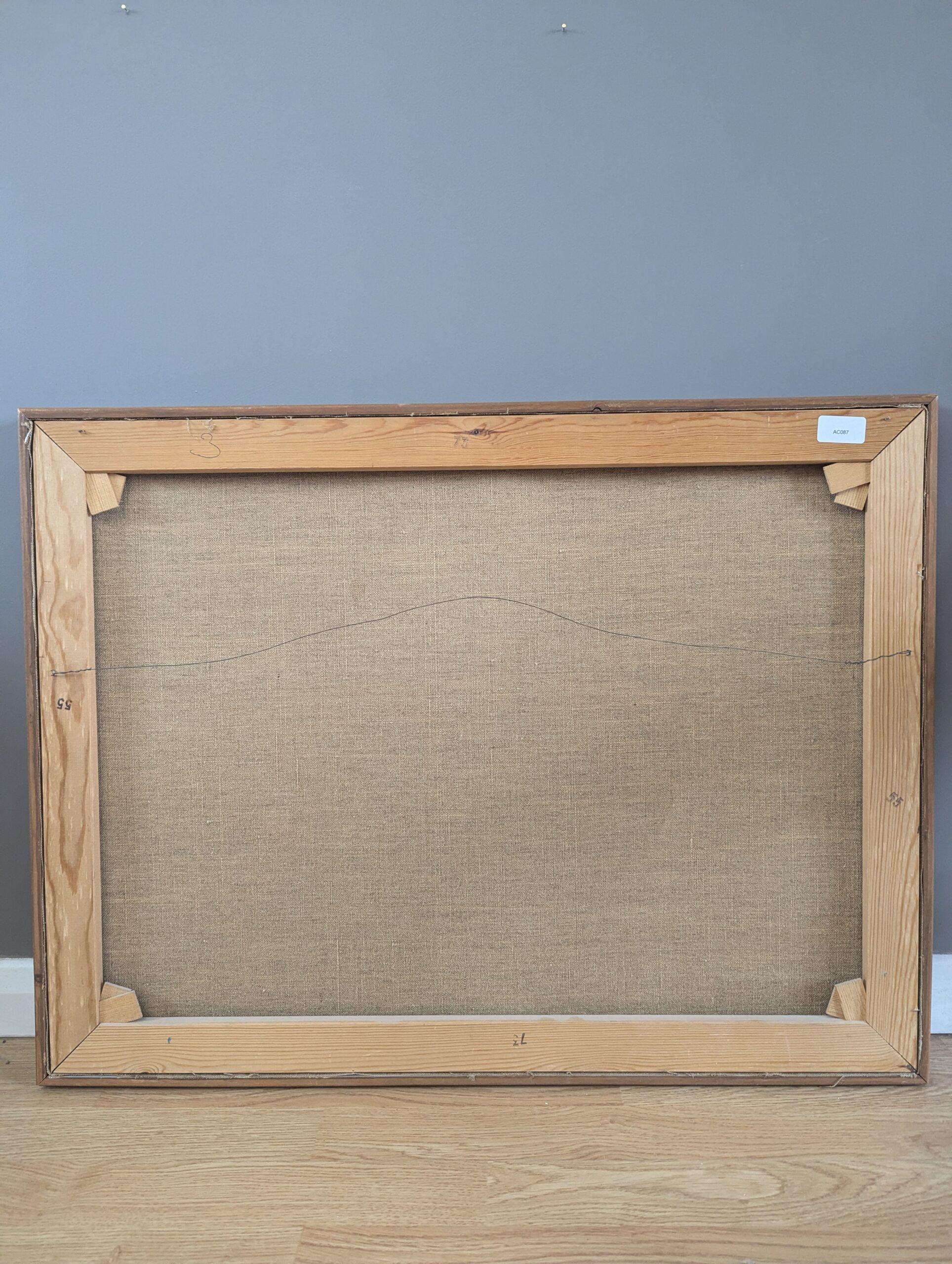 Vintage Mid Century Modern Figurative Interior Oil Painting - Table for Six 10