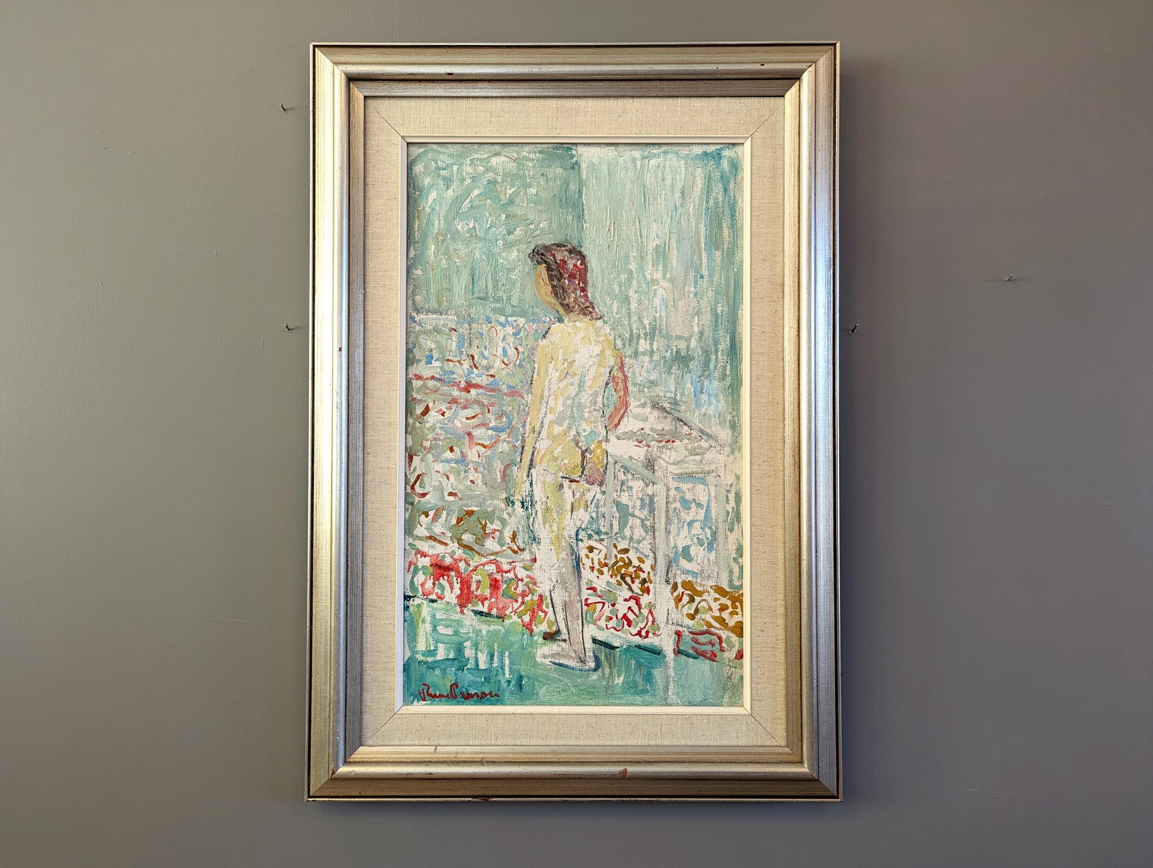 Figuratives Aktporträt-Ölgemälde, Mid-Century Modern, Vintage, unbemerkt – Painting von Unknown