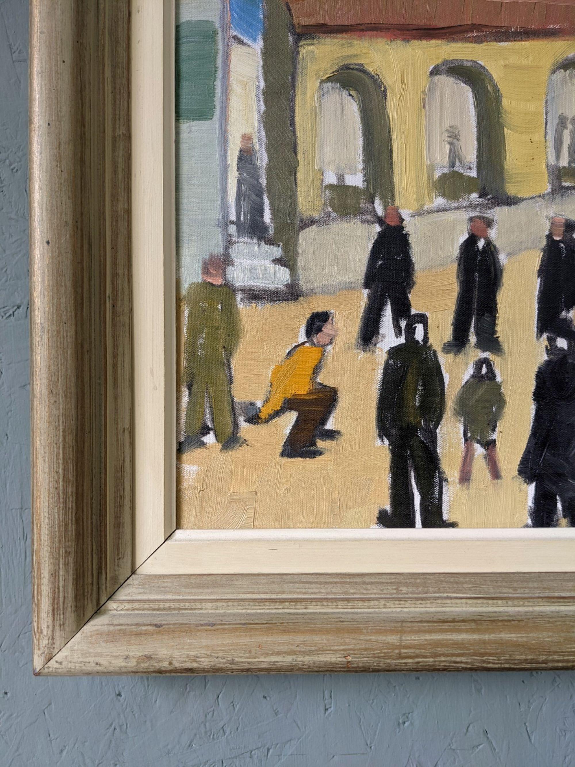 Vintage Mid-Century Modern Figurative Oil Painting - A Game of Petanque, Framed 6