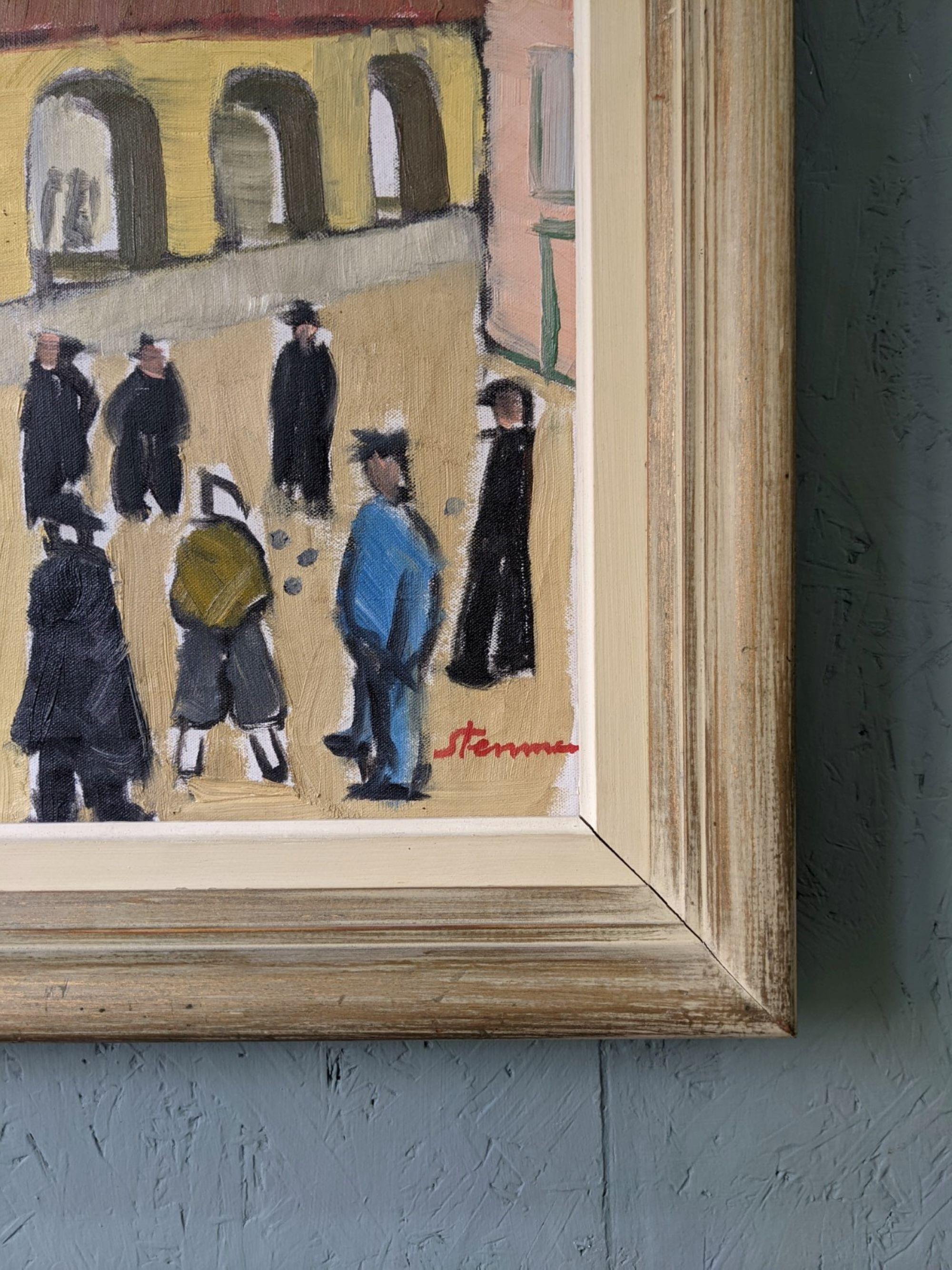 Vintage Mid-Century Modern Figurative Oil Painting - A Game of Petanque, Framed 7